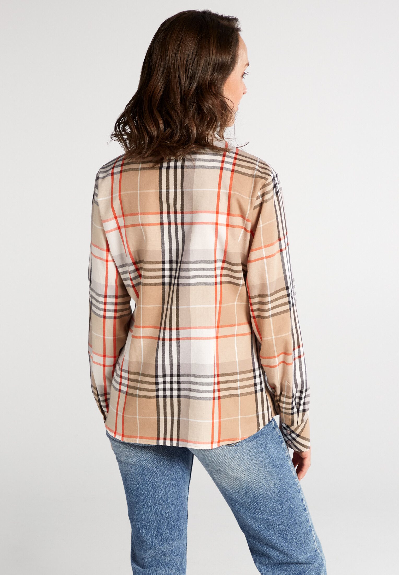Eterna Blusentop ETERNA REGULAR FIT Langarm Flanell Bluse beige 6321-81-D775