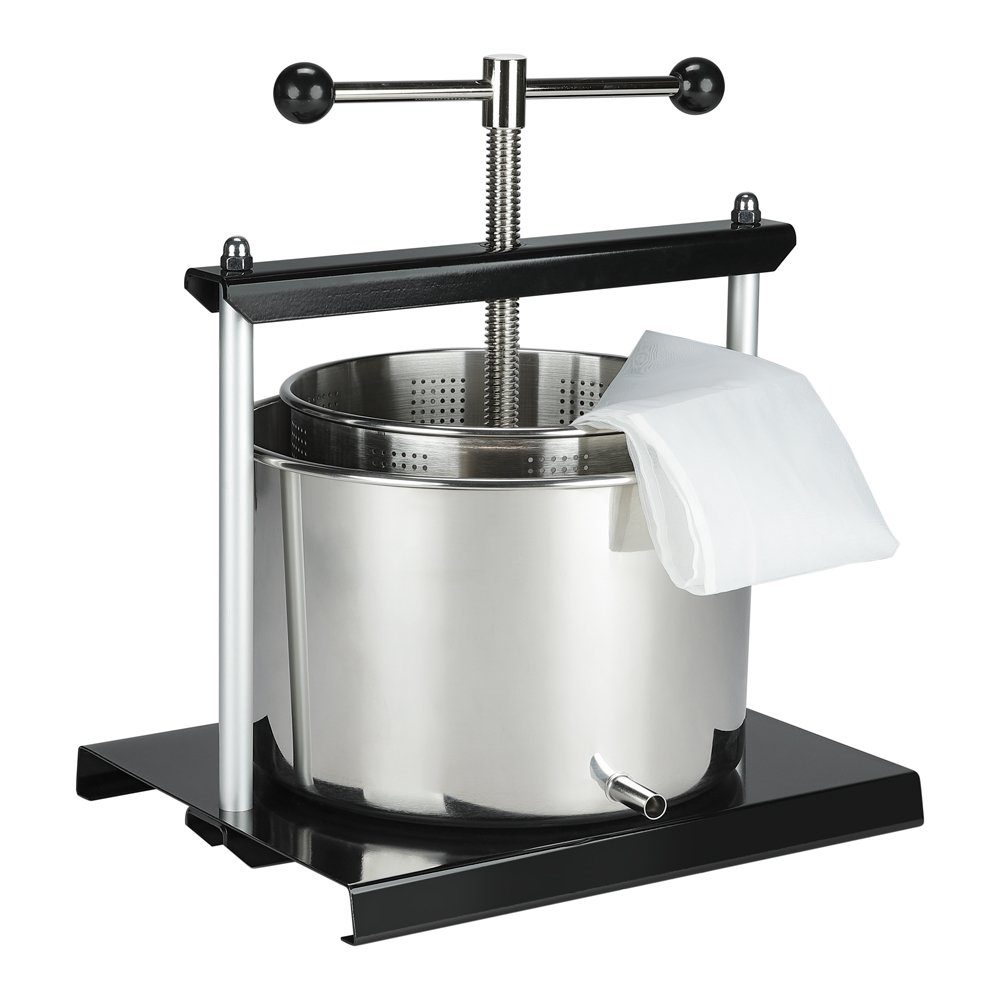 Feel2Home Entsafter Saftpresse Weinpresse Entsafter 12 Liter Edelstahl Fruchtpresse, rostfrei