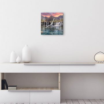 DEQORI Wanduhr 'Wasserfälle im Abendlicht' (Glas Glasuhr modern Wand Uhr Design Küchenuhr)