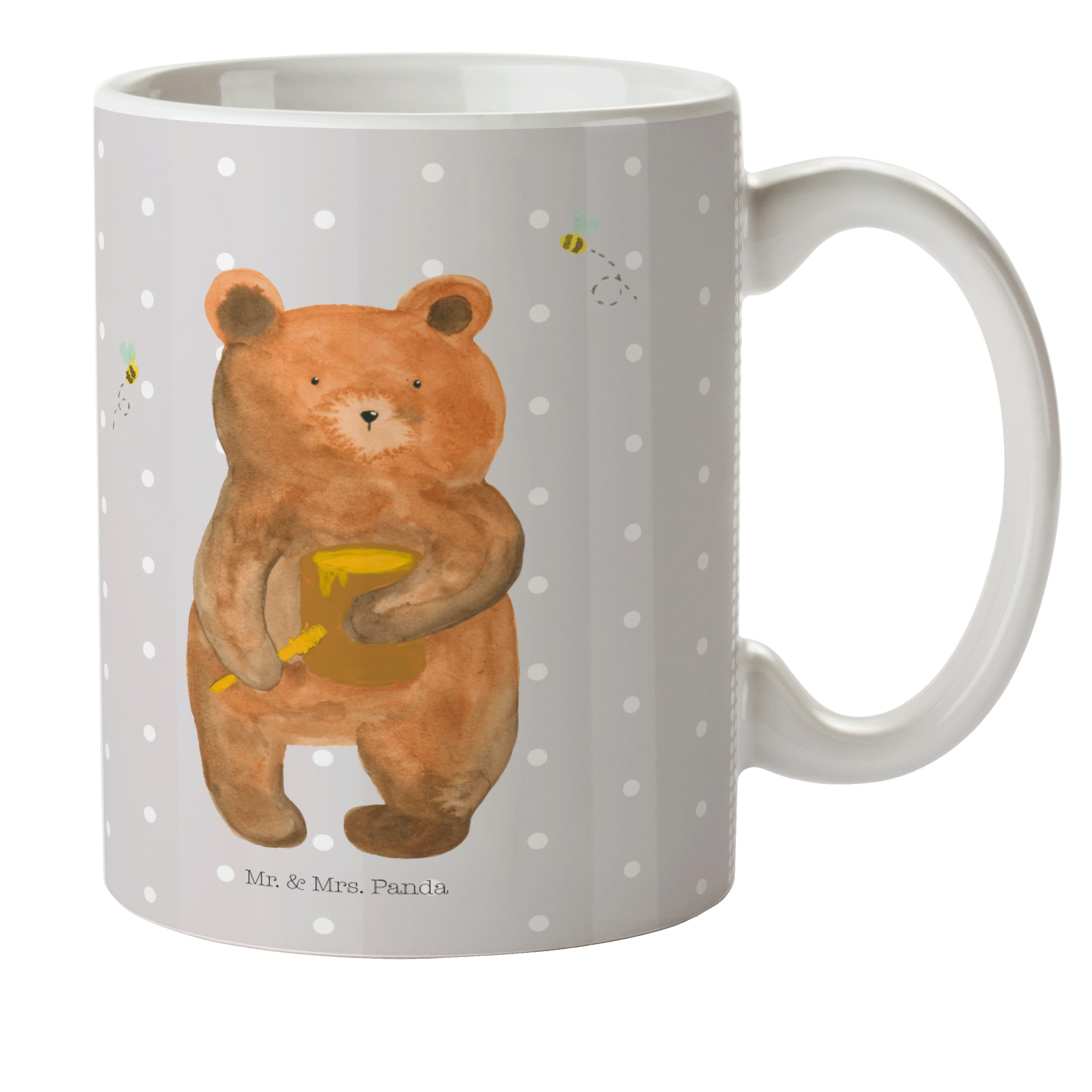 Mr. & Mrs. Panda Kinderbecher Pastell Honigbär Tasse, - Outdoorgeschirr, Geschenk, - Kunststoff Kunststoff Grau