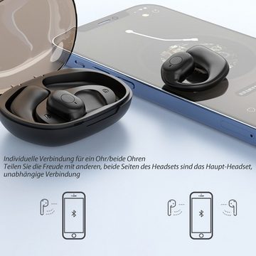 Diida On-Ear-Sport-Kopfhörer,Knochenleitungskopfhörer,Ohrclips On-Ear-Kopfhörer (Wasserdichtes Bluetooth-Headset,Mini Simple)