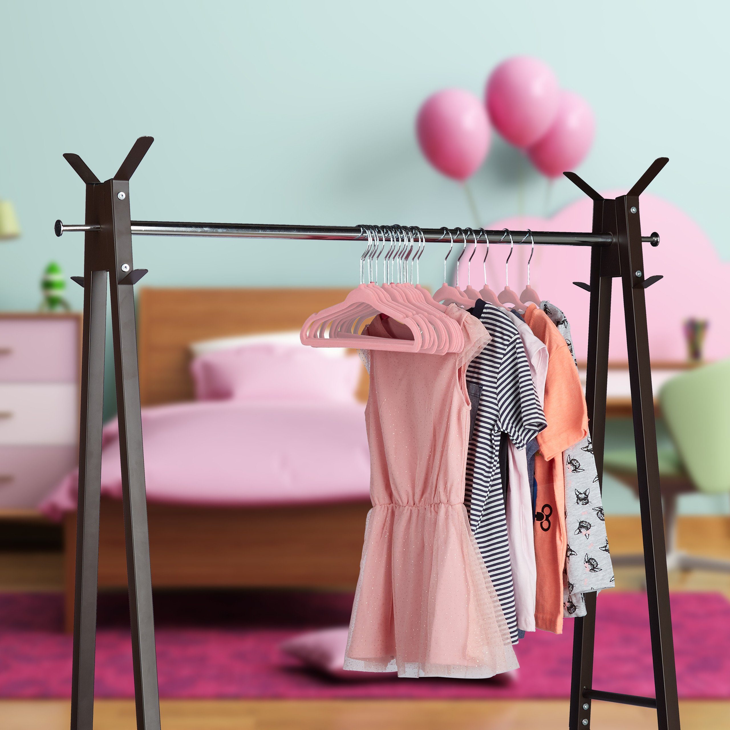 relaxdays Kleiderbügel Kinder 20er Set, Rosa günstig online kaufen