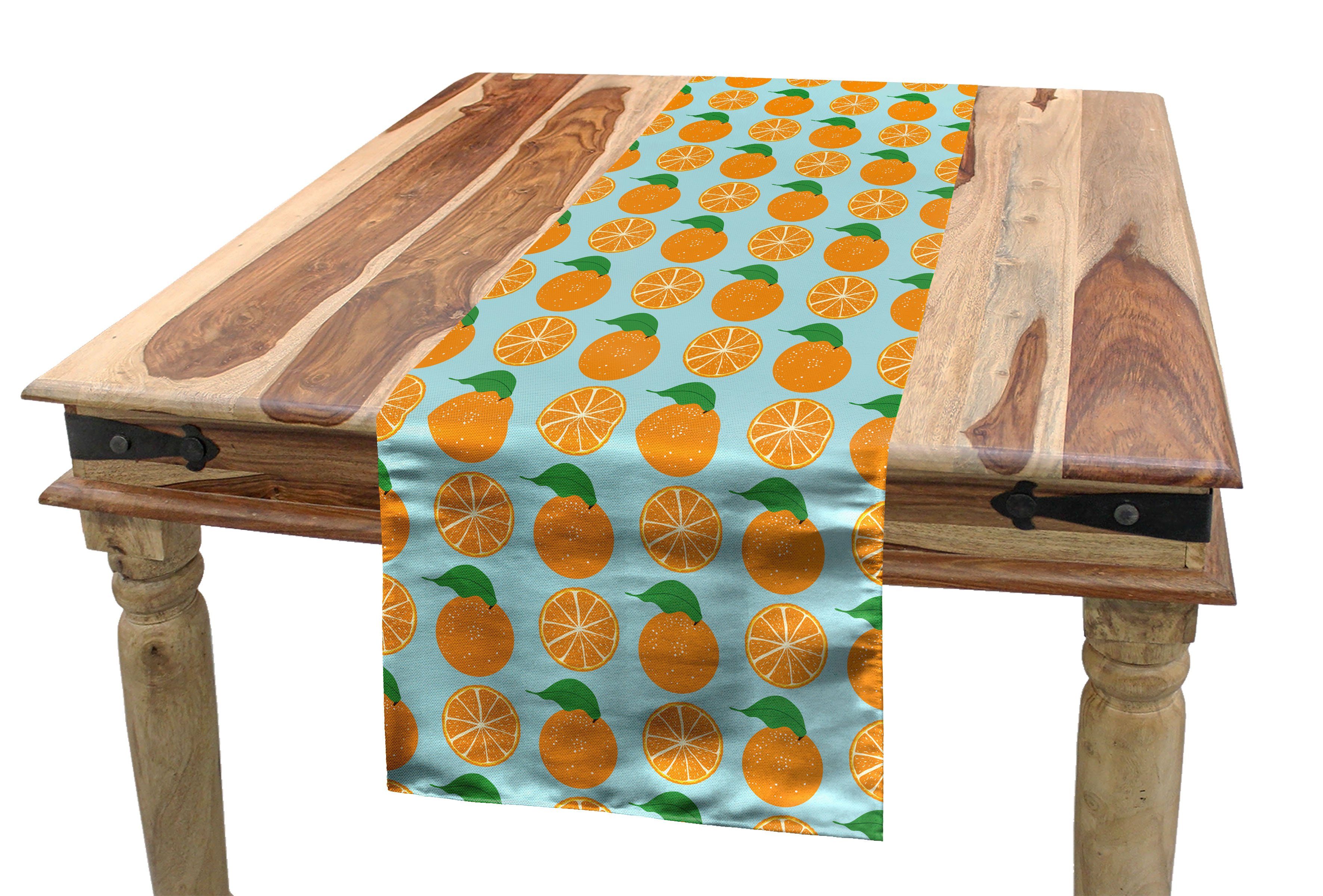 Abakuhaus Tischläufer Esszimmer Küche Rechteckiger Dekorativer Tischläufer, Orange Vitamin C Halb Cut Obst