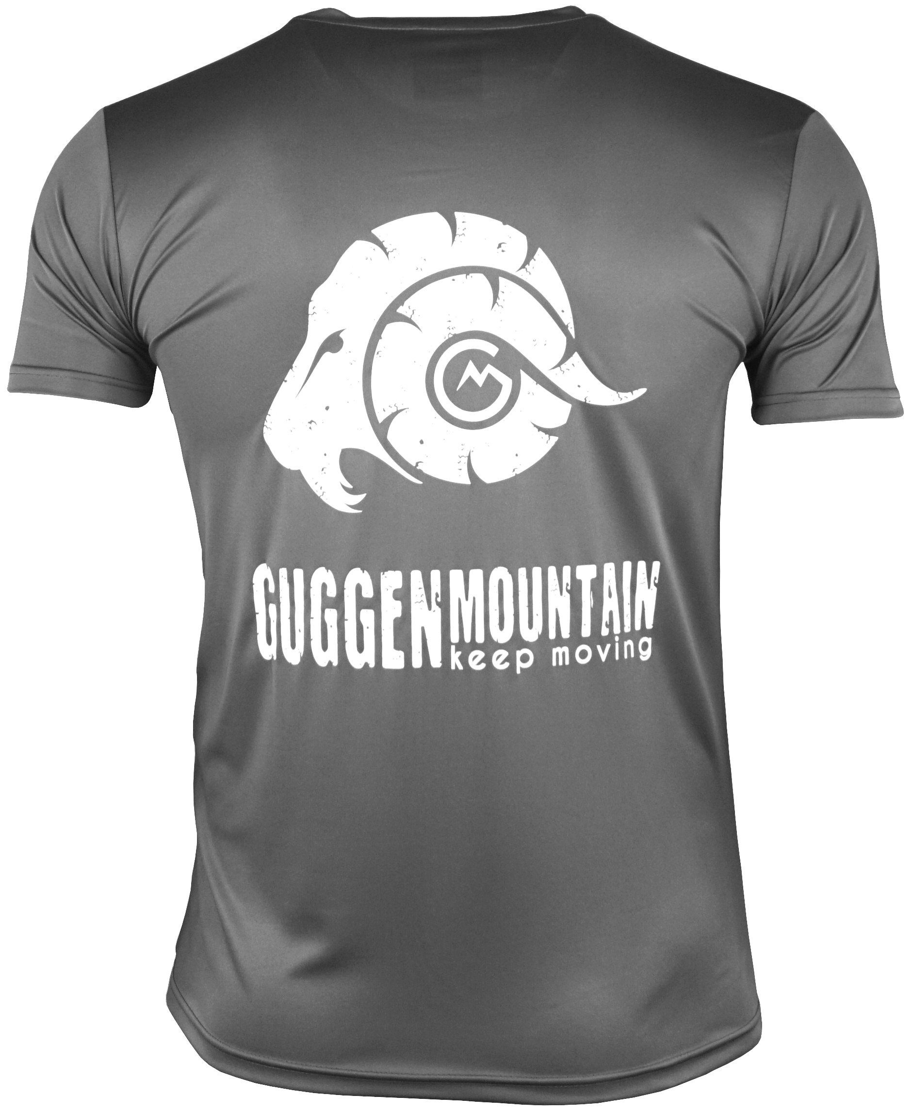 GUGGEN Mountain Funktionsshirt Funktionsshirt Herren Sportshirt T-Shirt Kurzarm FW04 in Unifarben, Logo Dunkelgrau-MIT-Logo