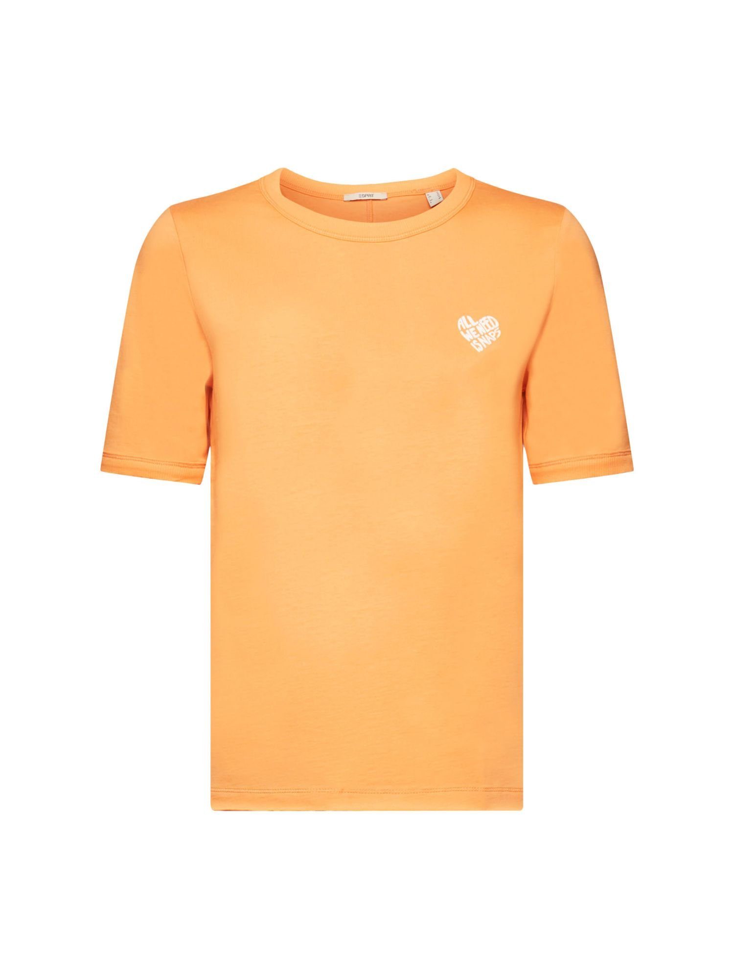 Esprit T-Shirt Baumwoll-T-Shirt mit herzförmigem Logo (1-tlg) GOLDEN ORANGE | T-Shirts
