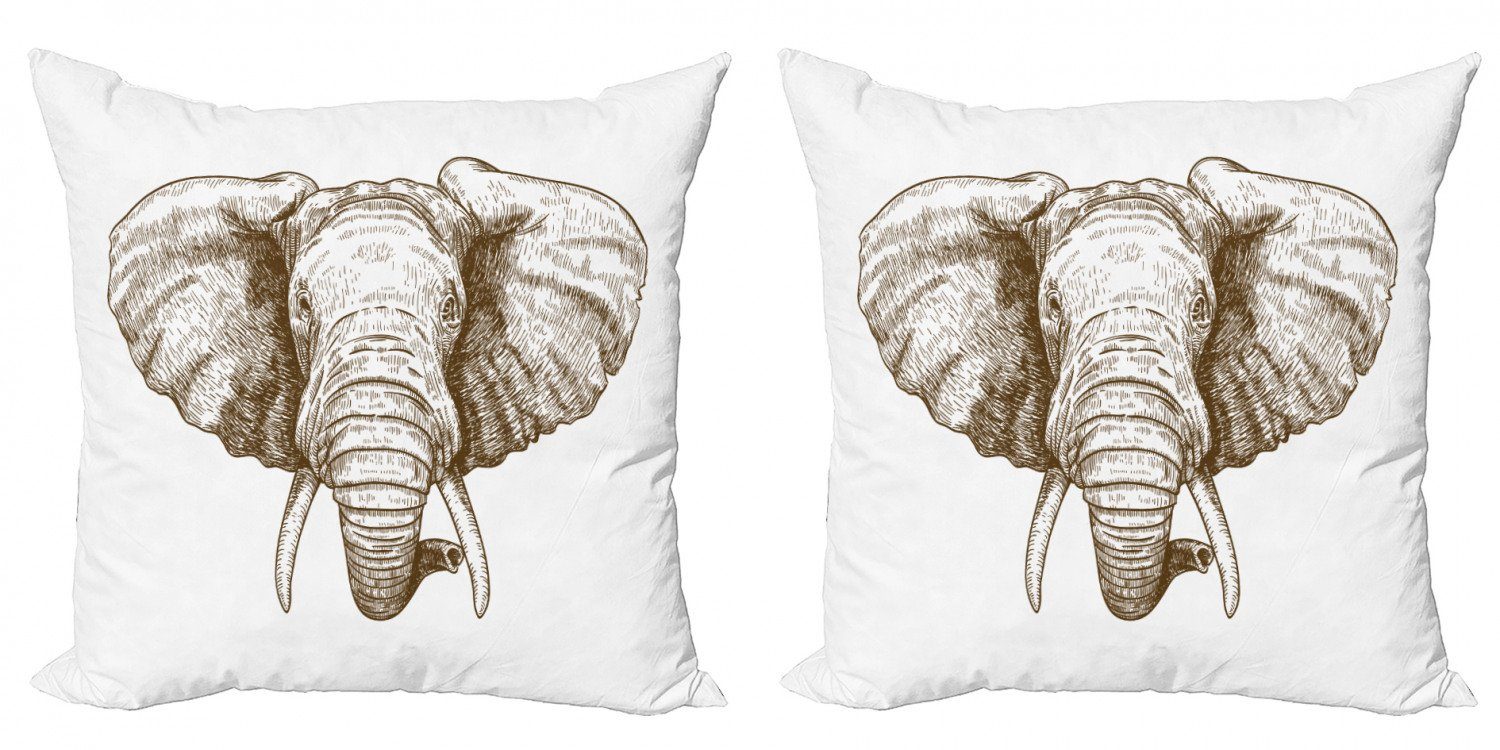 Kissenbezüge Modern Accent Doppelseitiger Digitaldruck, Abakuhaus (2 Stück), Elefant Tier Porträt | Kissenbezüge