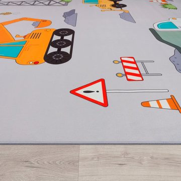 Kinderteppich Bino 579, Paco Home, rechteckig, Höhe: 4 mm, Spielteppich, Motiv Autos & Baustelle, Kinderzimmer