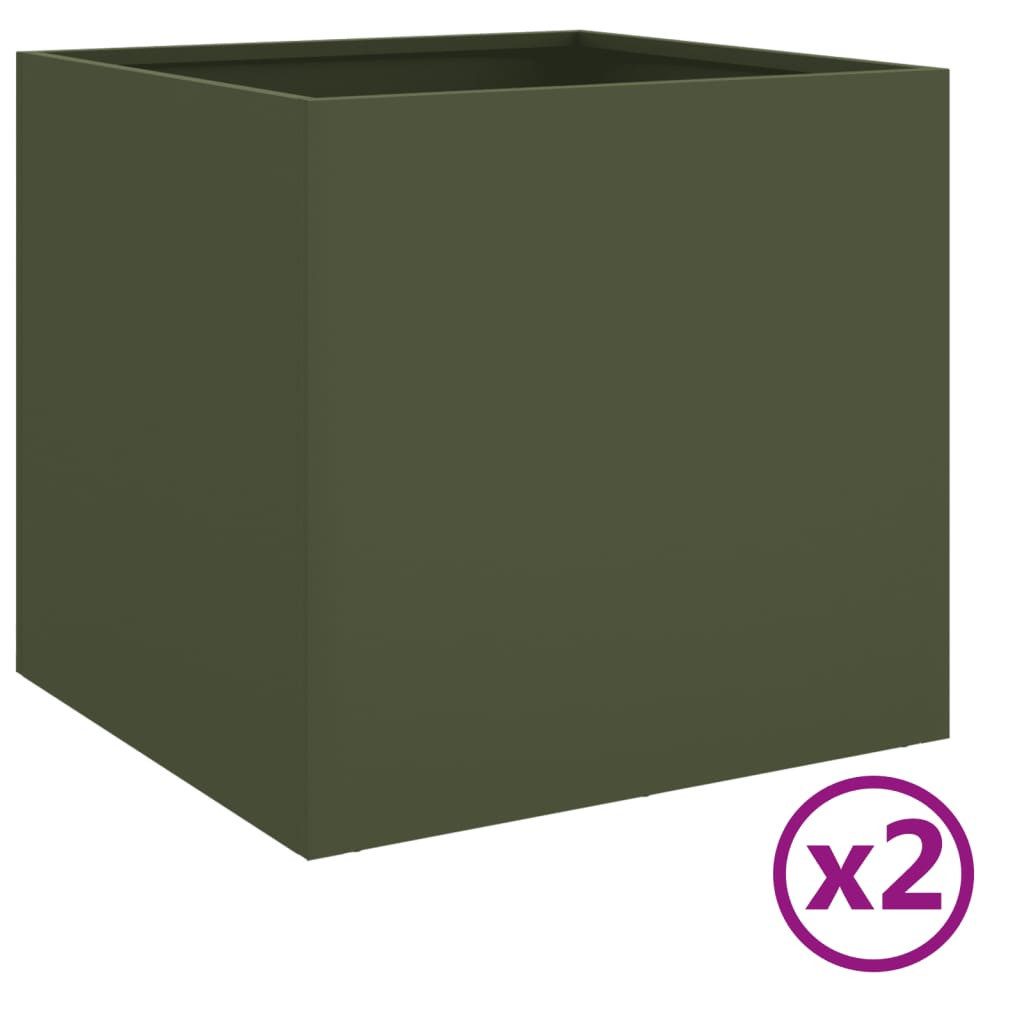 Pflanzkübel Pflanzkübel Blumenkübel Pflanzcontainer Pflanzgefäße 2 Stk Olivgrün 42