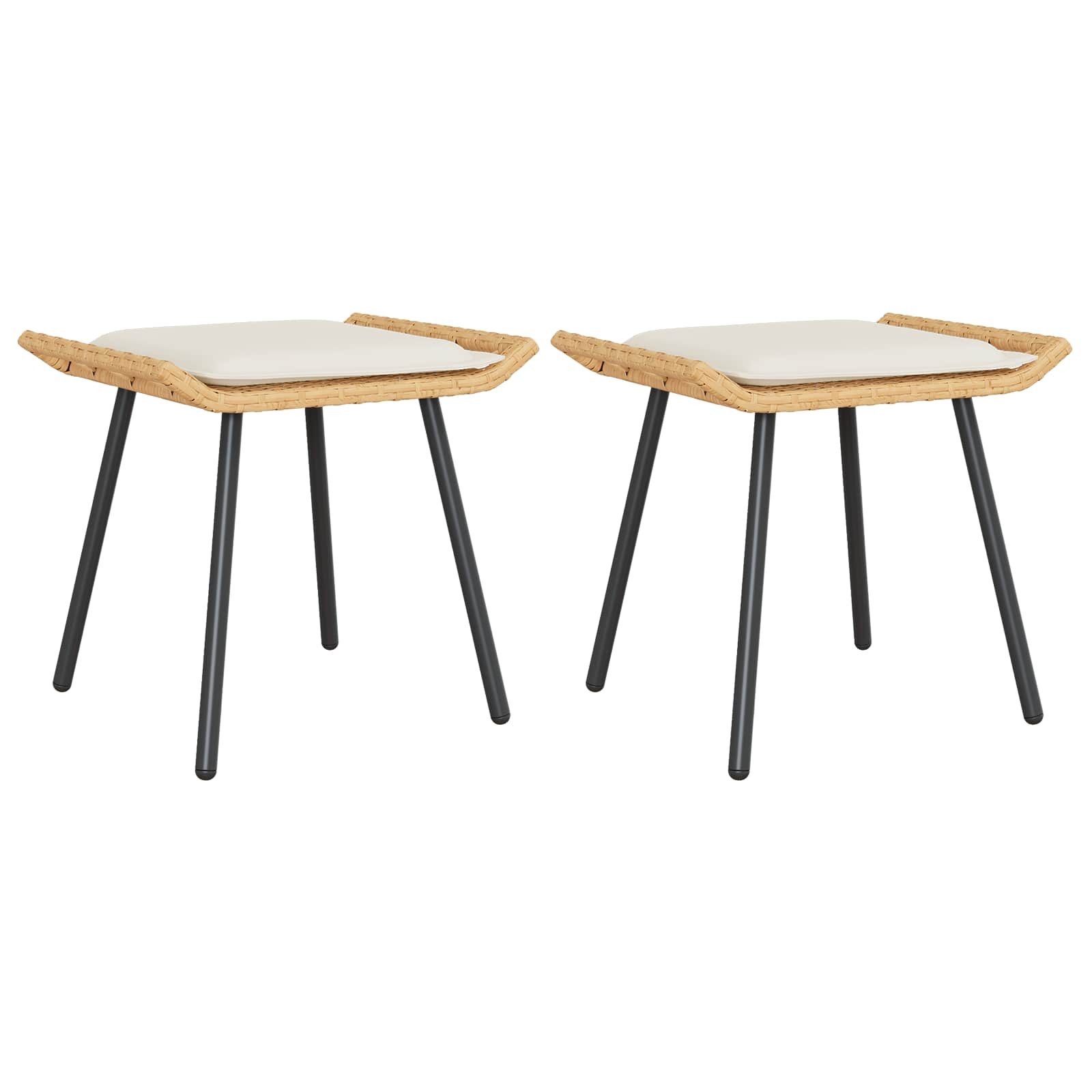 vidaXL Hocker Gartenhocker mit Kissen 2 pcs Braun 50 x 40 x 45cm Polyester (2 St)