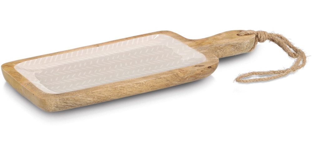 Zeller Present Servierbrett Servierplatte, Mangoholz, Massivholz, Kordel zum Aufhängen, Epoxidharz-Beschichtung