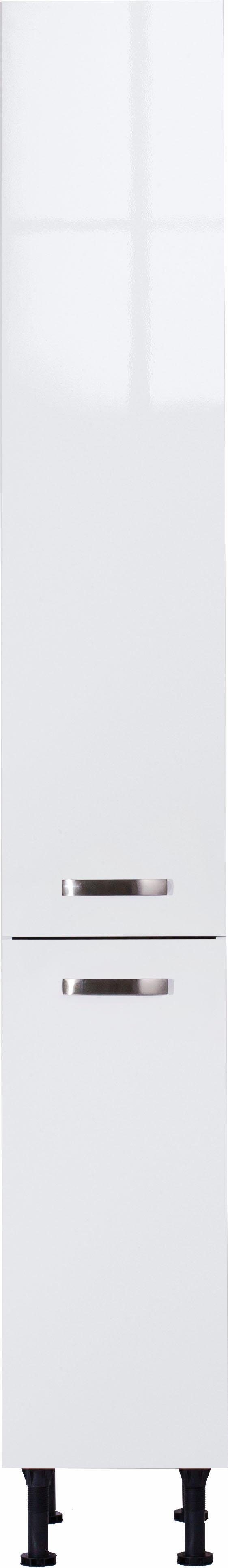 OPTIFIT Apothekerschrank Cara mit 2 Vollauszügen und 5 Ablagen, höhenverstellbare Füße, Breite 30 cm weiß Glanz/weiß | weiß