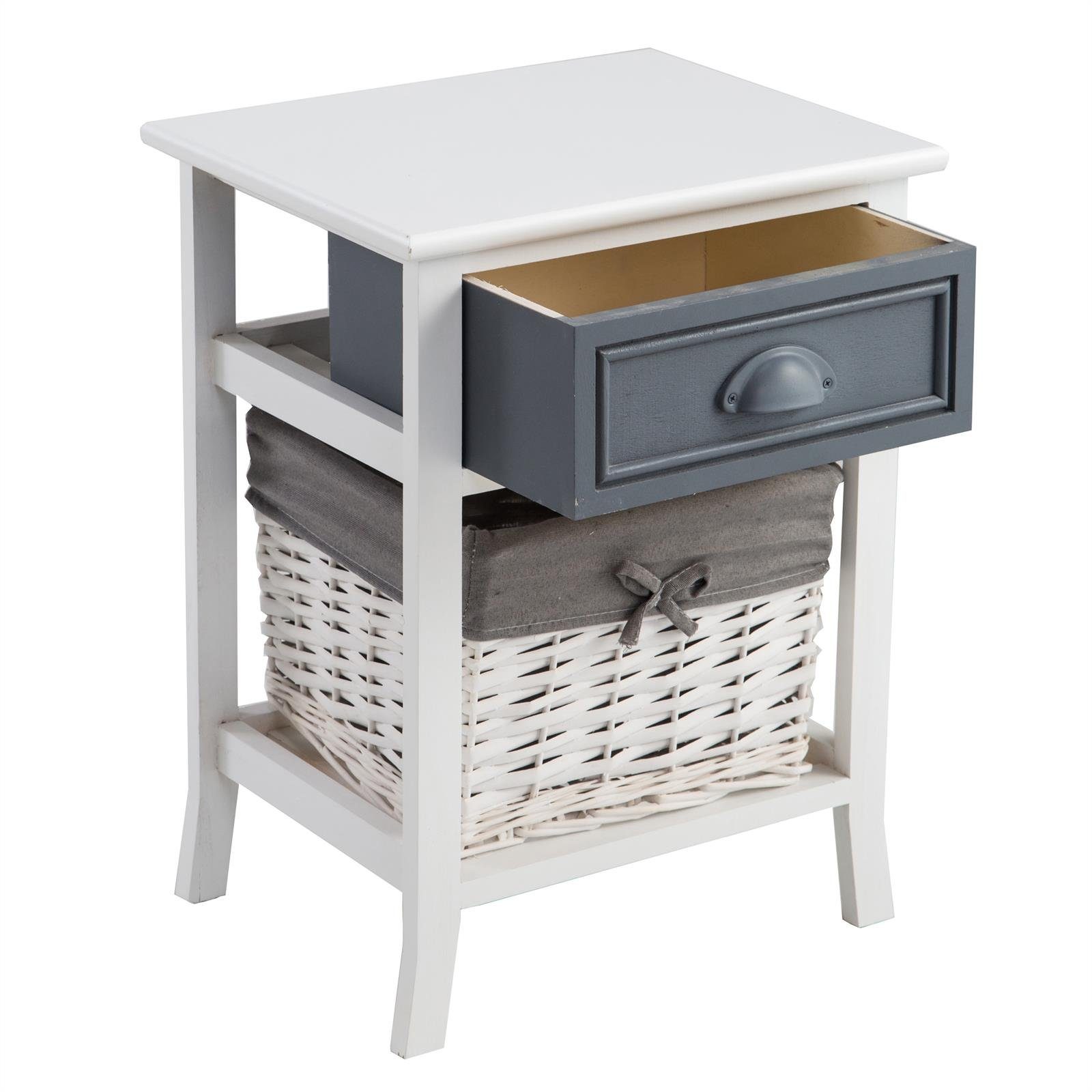 CARO-Möbel Nachtkommode FLORENZ, Nachttisch Nachtschrank Kommode in weiß 1 Schublade Landhaus Vintage L – Bild 3 von 4