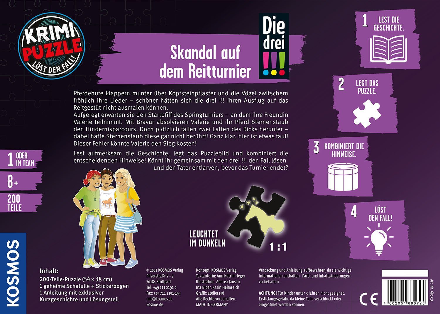 !!! Krimipuzzle Skandal drei in auf Kosmos dem Reitturnier, Puzzle Made 200 Die Puzzleteile, Germany