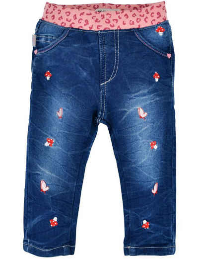 BONDI Schlupfjeans Lange Jeans "Katze" für Mädchen 86517, Elastische Kinder Jogg Denim Schlupfhose - Blau Rosa Schlupfhose, Elastisch