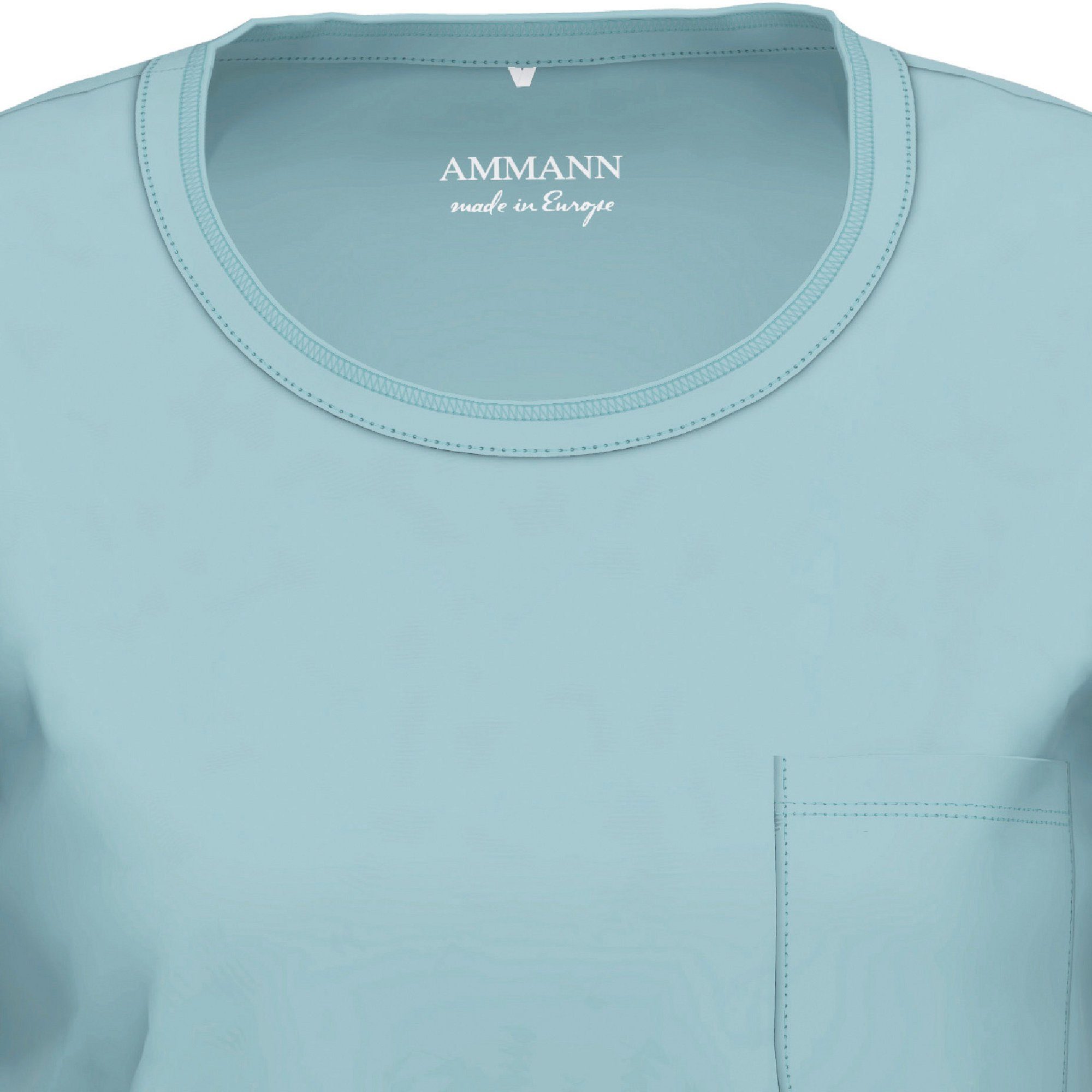 Pyjamaoberteil T-Shirt Single-Jersey Uni Ammann eisblau Damen