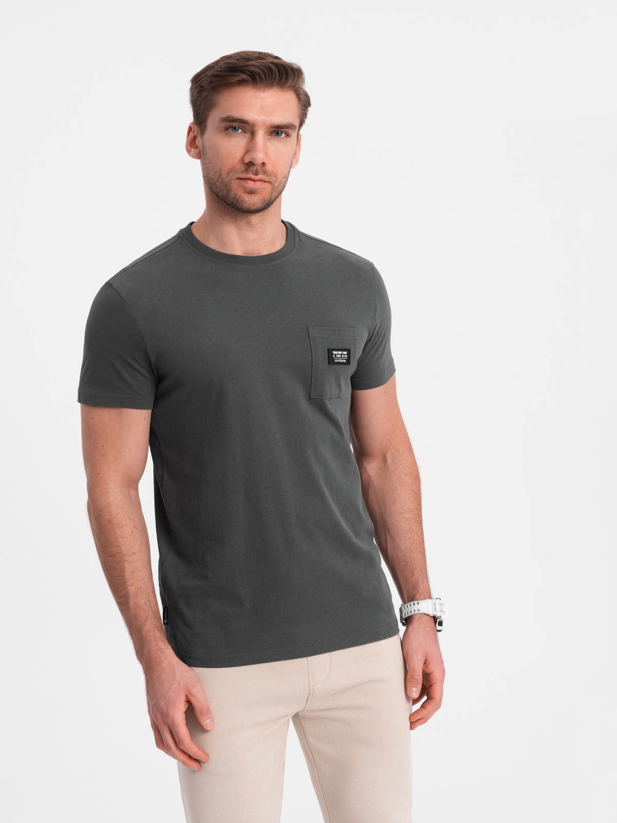 T-Shirt Casual Herren-T-Shirt mit aufgesetzter Tasche