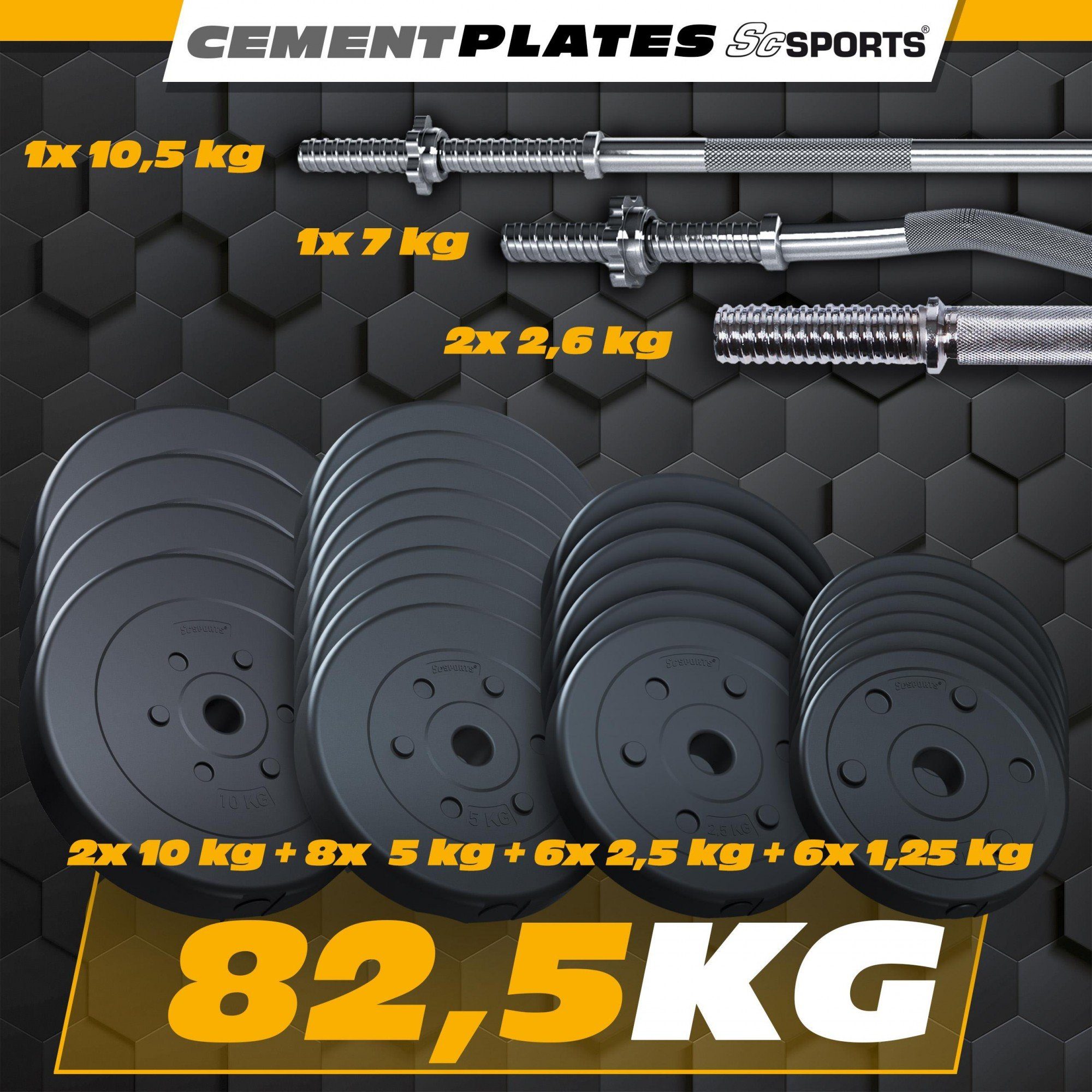 160cm Kurzhanteln Langhantelstange ScSPORTS® Hantel-Set Gewichte Curlstange 125kg