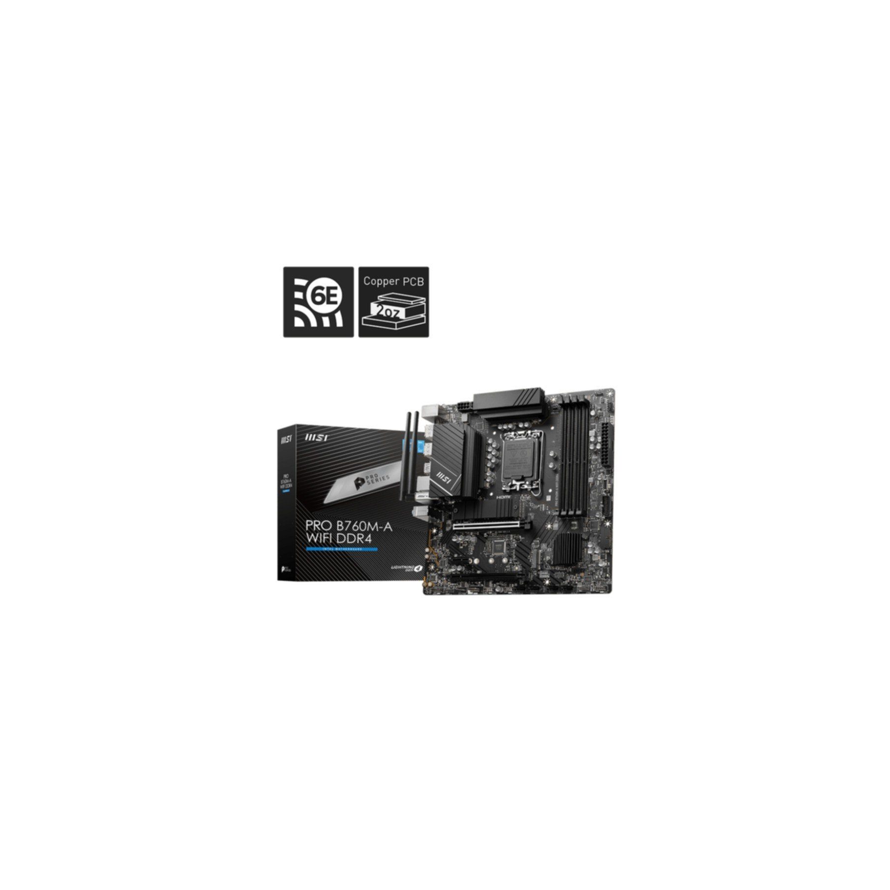 MSI PRO B760MA WIFI DDR4 Mainboard LEDBeleuchtung, RAMSpeicher max. 128 GB
