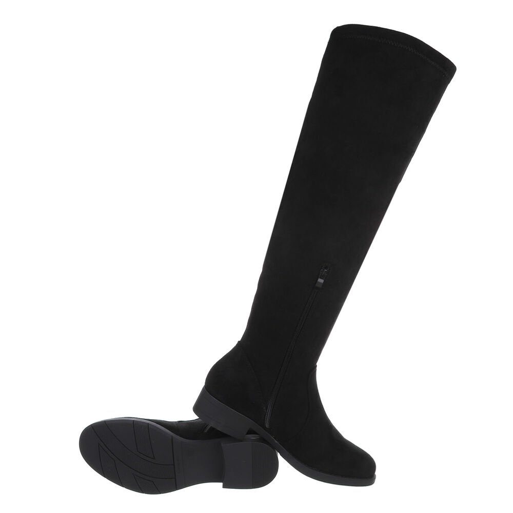 Ital-Design Damen Party & Clubwear Stiefel Blockabsatz Overknees in Schwarz günstig online kaufen