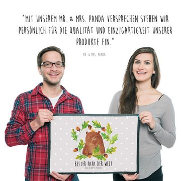 Fußmatte 50 x 75 cm Bär König - Grau Pastell - Geschenk, Vater, Motivfußmatte, Mr. & Mrs. Panda, Höhe: 0.3 mm, Charakteristische Designs