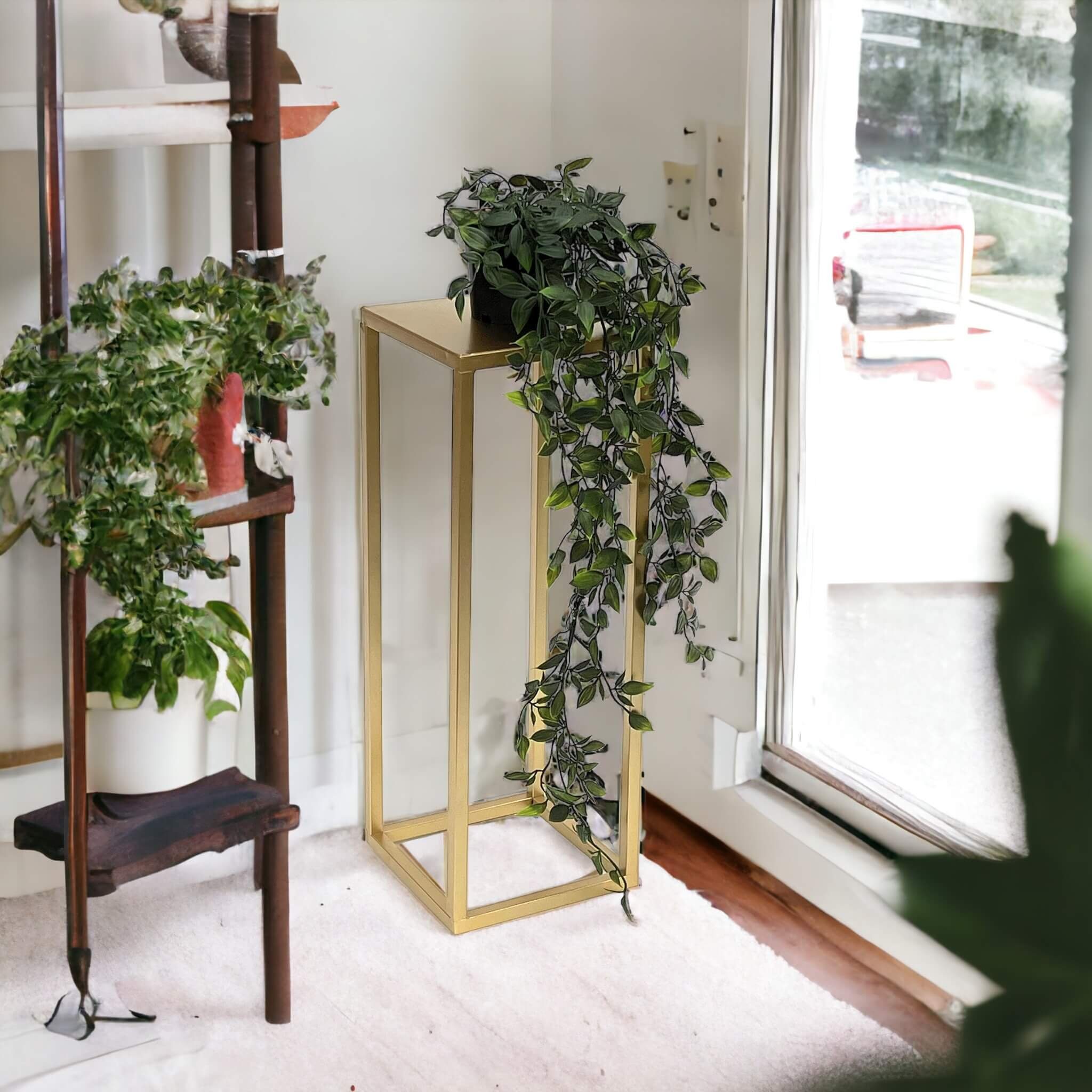DanDiBo Blumenhocker Metall Gold Eckig 50-70 cm Blumenständer 96506