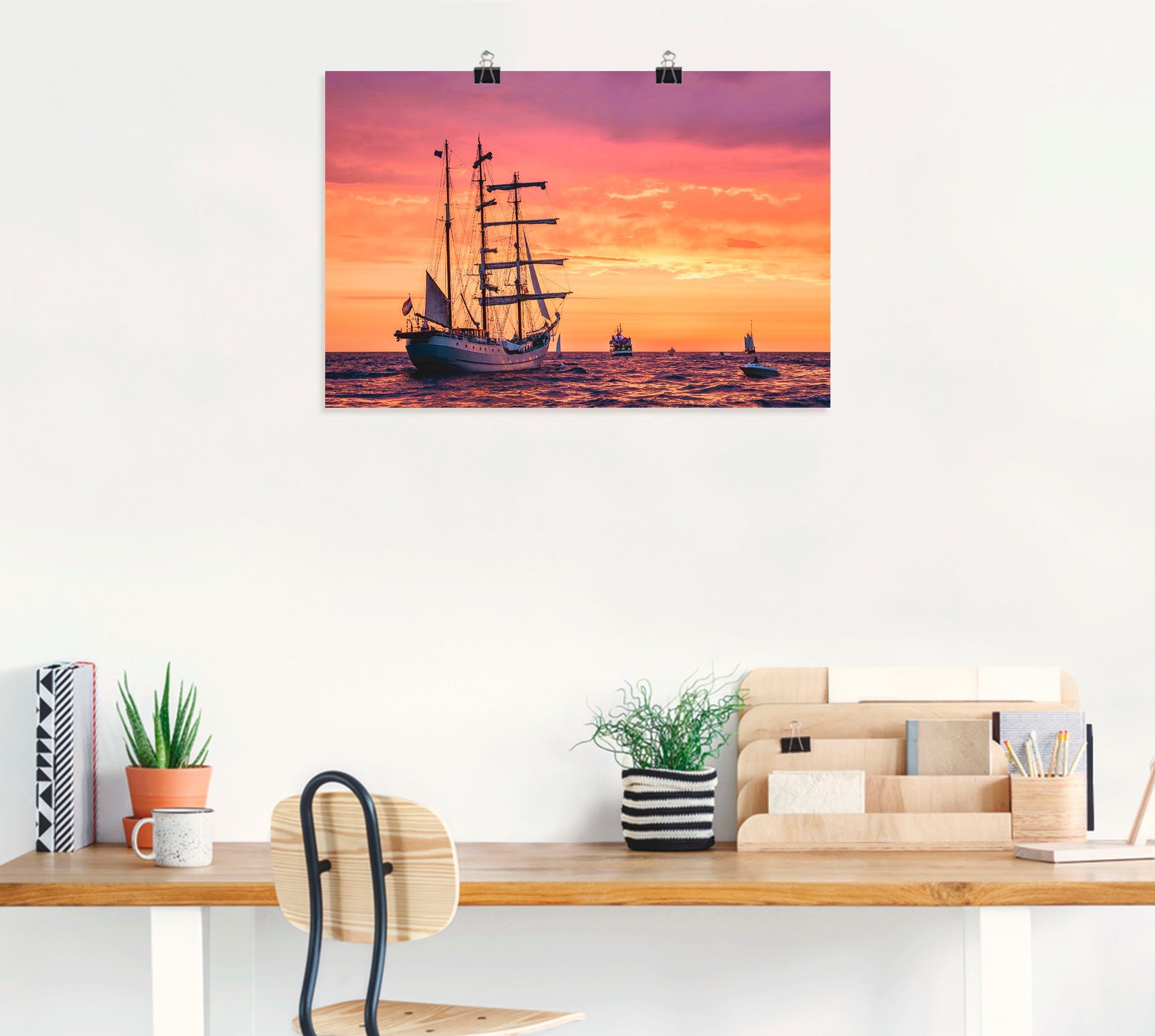 Wandbild Sail Wandaufkleber Rostock, Boote oder (1 & Größen als Artland Poster in versch. Schiffe St), in Alubild, Segelschiffe lila Leinwandbild, Hanse