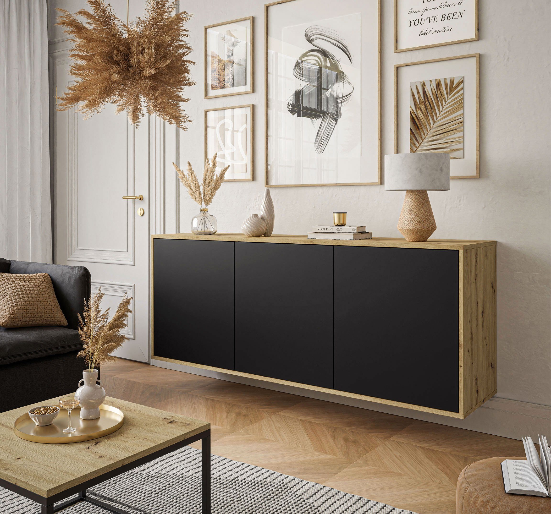 yourhouse24 Kommode Sanayi Hängende Sideboard Push-Open 154 cm