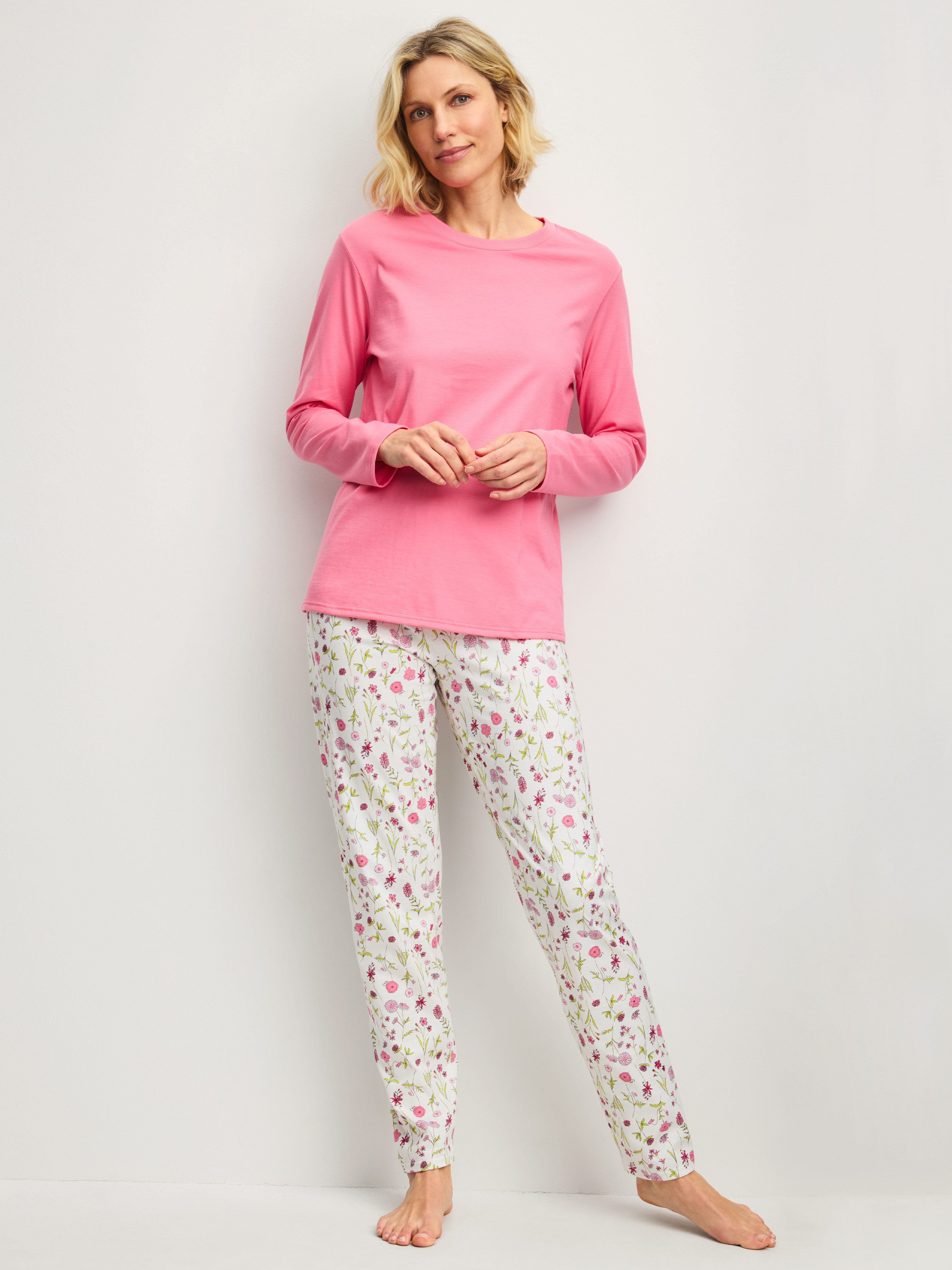 CALIDA Schlafanzug Cotton Special (2 tlg) Langarm, bequem, Baumwolle, Rundhals-Ausschnitt