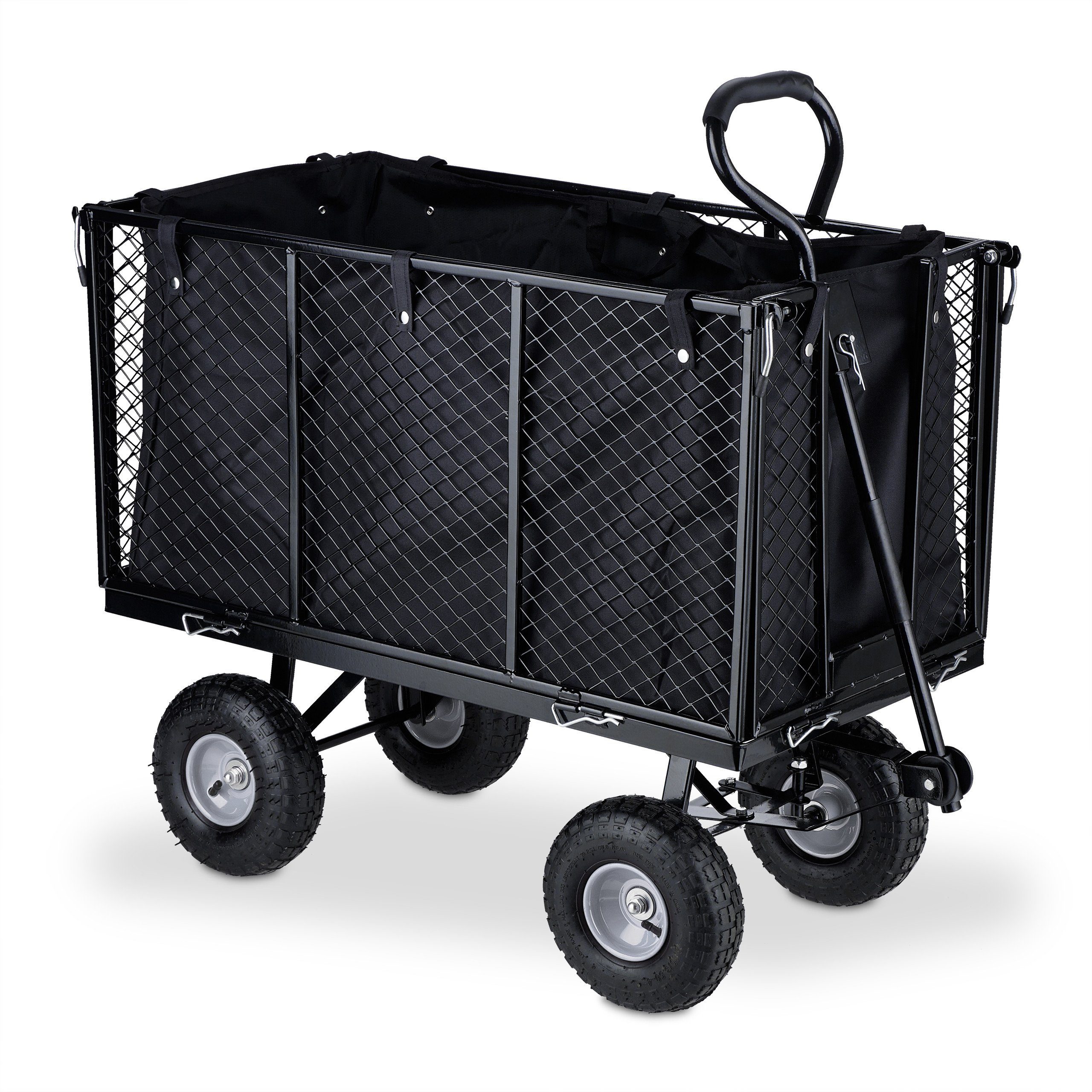 relaxdays Bollerwagen Hoher Handwagen für den Garten (2-tlg)