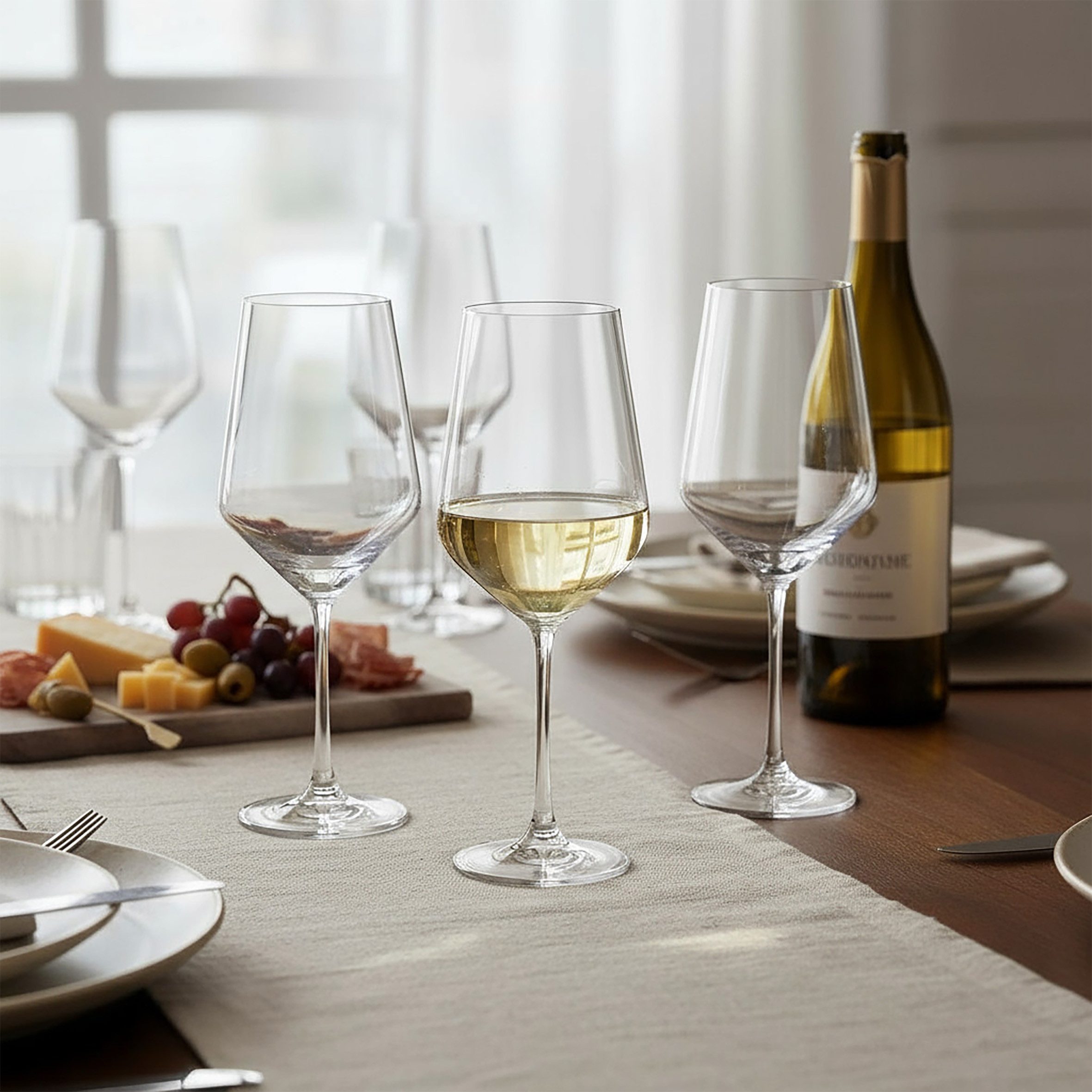 Spetebo Weißweinglas Kristall Glas kratzfest 6er Set, Glas, Spülmaschine geeignet