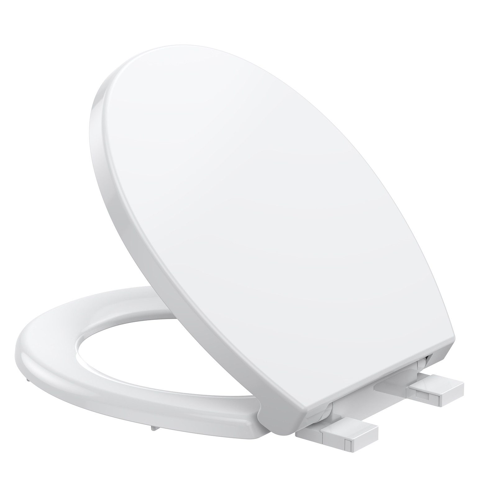 GarveeMore Flachspül-WC 17 Zoll runder Toilettensitz 41,4×36,1cm Weiß, Soft‑Close, Schnell‑Release, rutschfest für Standard‑Toiletten