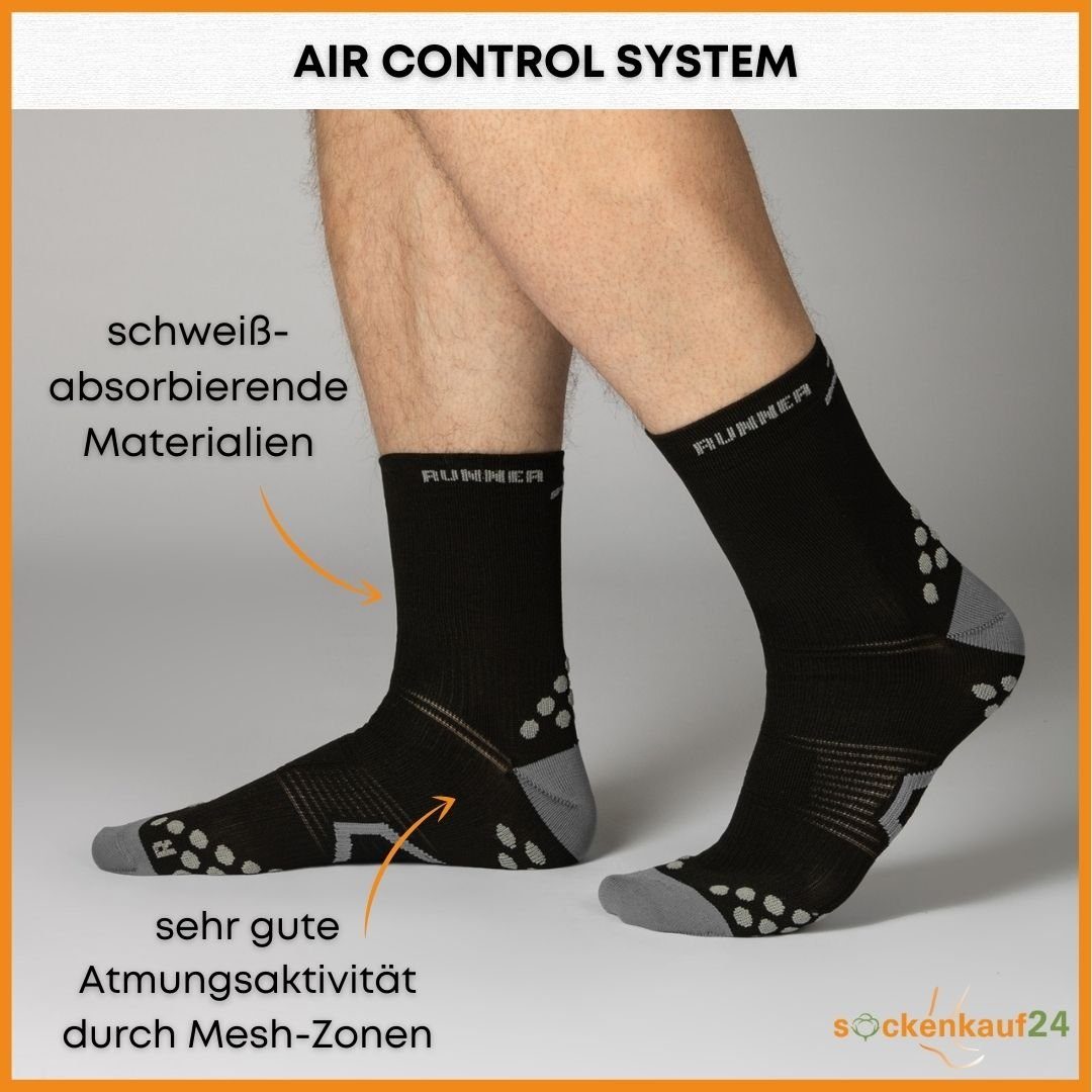 sockenkauf24 Laufsocken Sportsocken für Herren & Damen Laufsocken (3xSchwarz, 3-Paar, 47-50) Atmungsaktive Running Socks 50201P WP