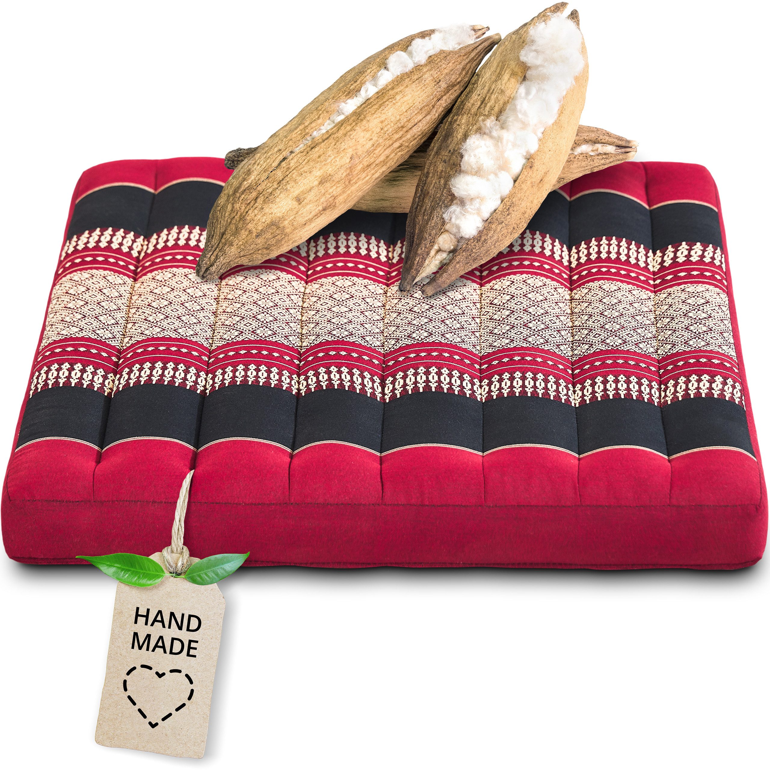 livasia Sitzkissen Sitzkissen 50 cm, vegan und handgefertigt, 50x50x6cm, Kapok