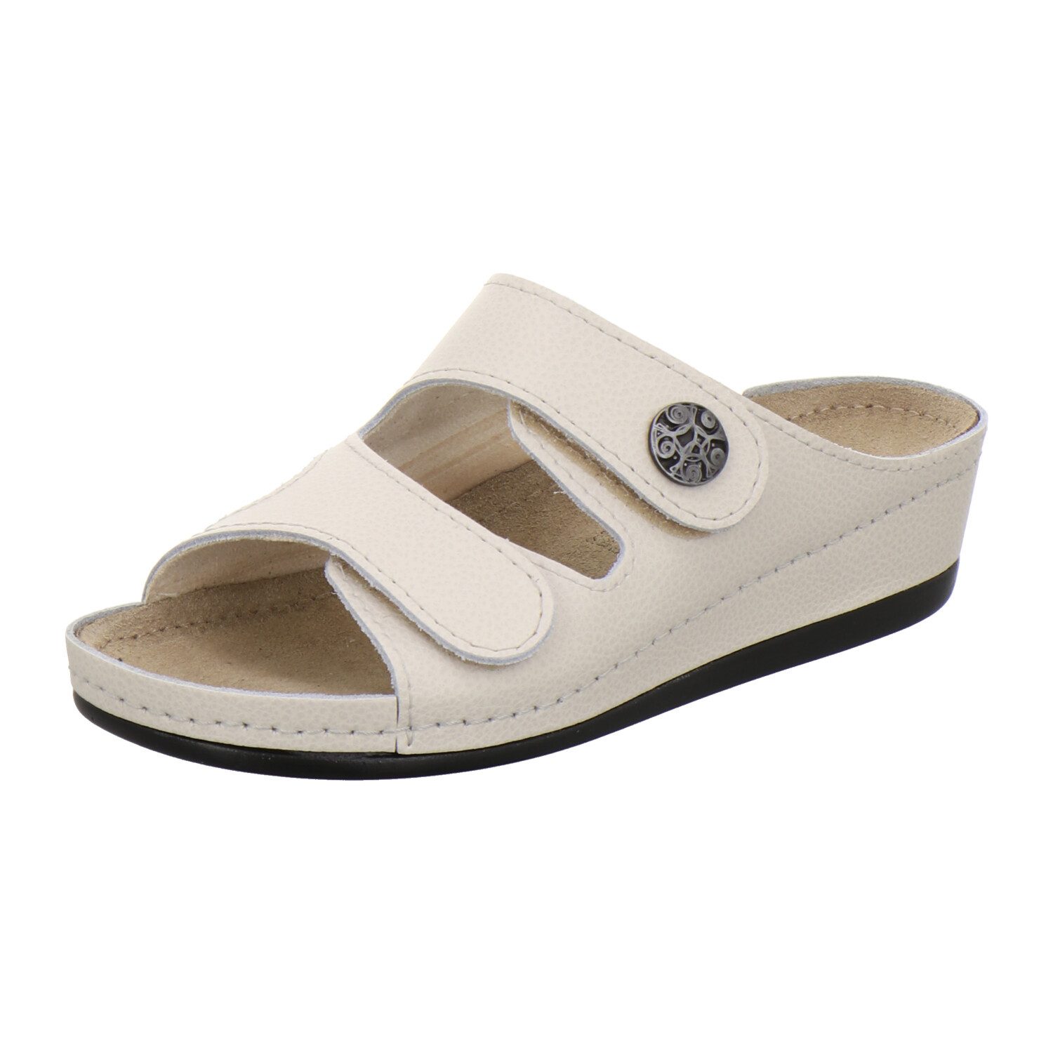 AFS-Schuhe 2095H18 Hallux Pantolette für Damen mit Fußbett, bequeme Sandalen aus Leder
