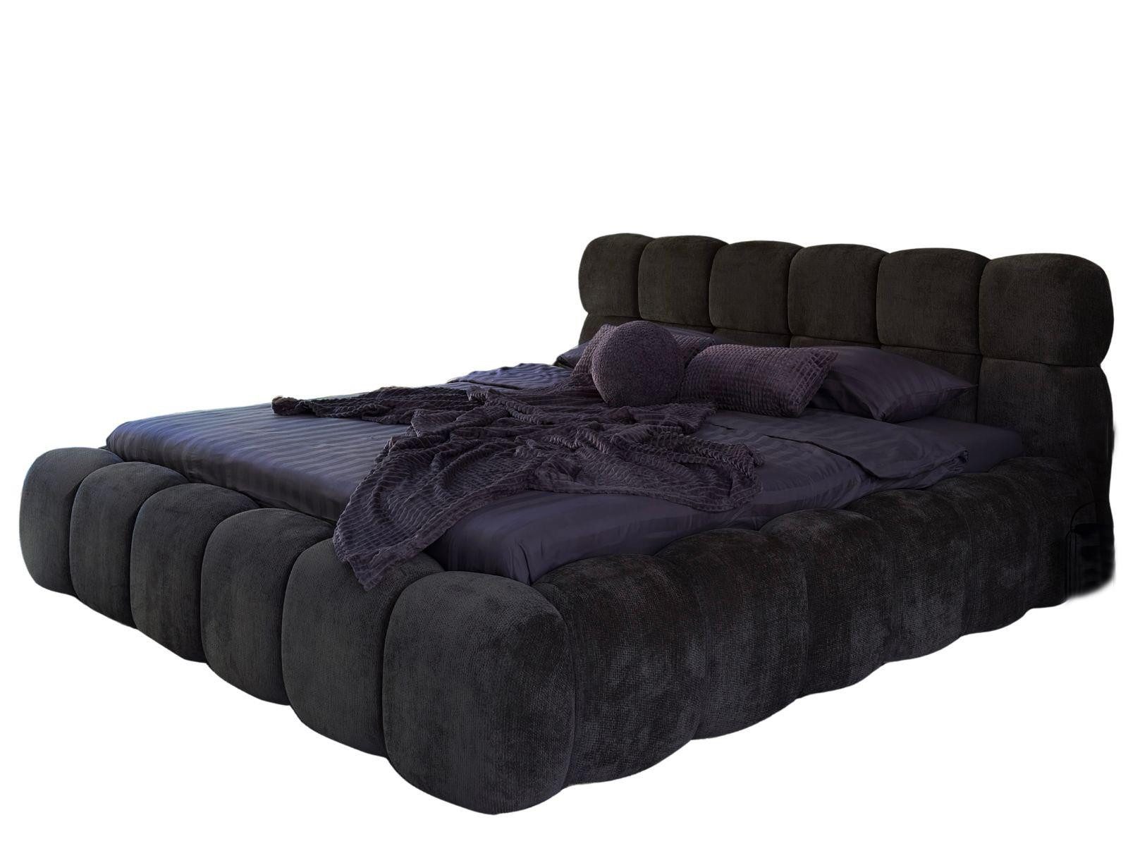 Compleo Polsterbett Cloud Bett, Bett mit gepolstertem Kopfteil ELVA (Chenille-Stoff), Schlafzimmer Bett modern, Doppelbett gepolstert, Wolkenbett