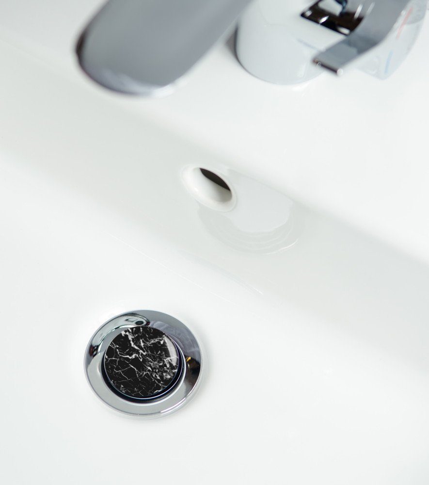 Sanilo Waschbeckenstöpsel Marmor Schwarz, Ø 4.0 cm, hochwertig, universell, mit Motiv, 100% wasserdicht