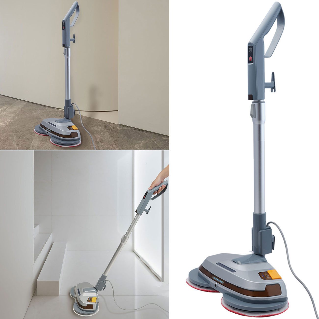 Casativo Hartbodenreiniger 85W Tiefenreinigende Boden-Poliermaschine Teleskopgriff Sprühfunktion, 85 W, mit Wischwasser-Tank, 260 U/Min, waschbare Klett-Pads, 3,2 kg 5m-Kabel