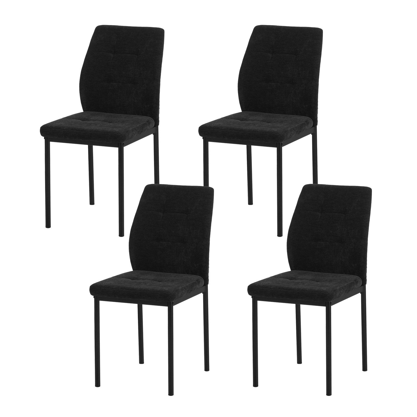 HTI-Living Esszimmerstuhl Esszimmerstuhl TromiM Webstoff Schwarz (Set, 4 St), Polsterstuhl mit schwarzen Metallbeinen