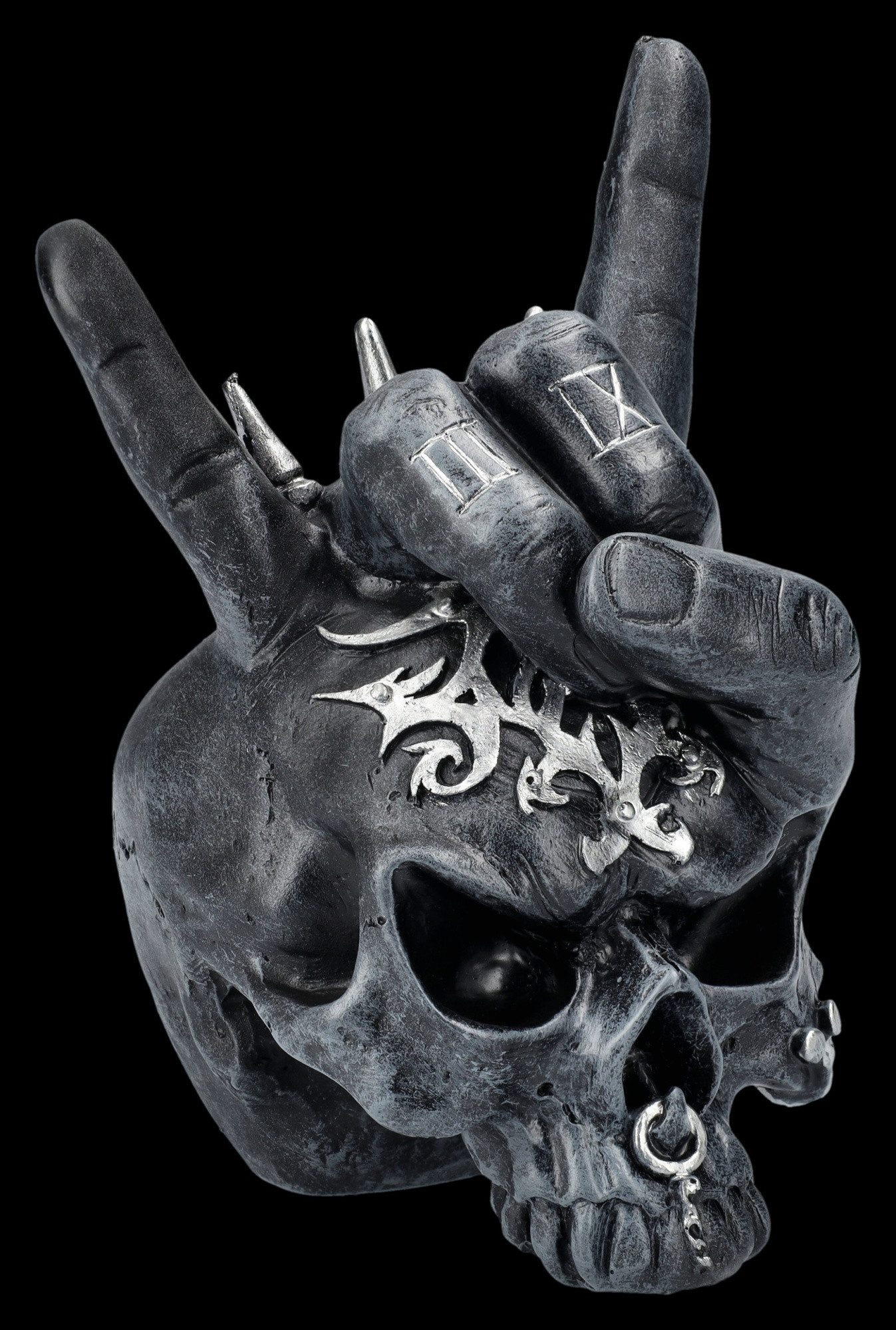 Figuren Shop GmbH Dekofigur Horns Up Totenkopf – Metal Skull Figur Dekoschä günstig online kaufen