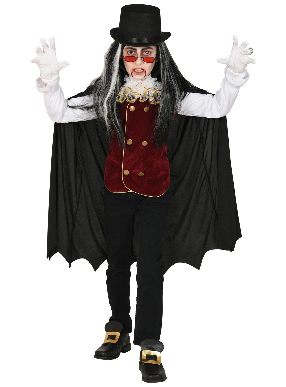 Widdmann Vampir-Kostüm Dracula Vampir - Halloween Kostüm Kinder, Vampirkostüm Graf Dracula im Stile des 90er Jahre Films