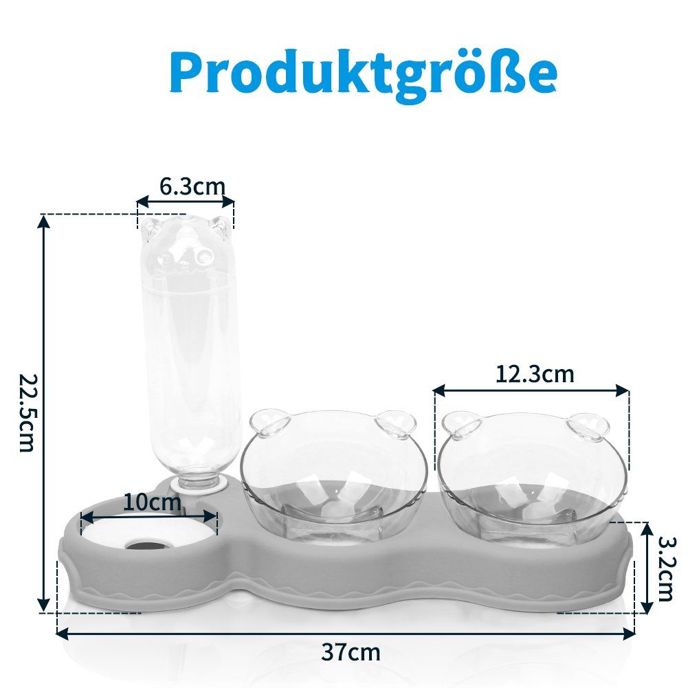 OSTWOLKE Futternapf Katzennapf 15° Kippbare Fressnapf 3 in 1 Katzen Napfset Futterstation, Kunststoff, für Katzen und Kleine Hunde