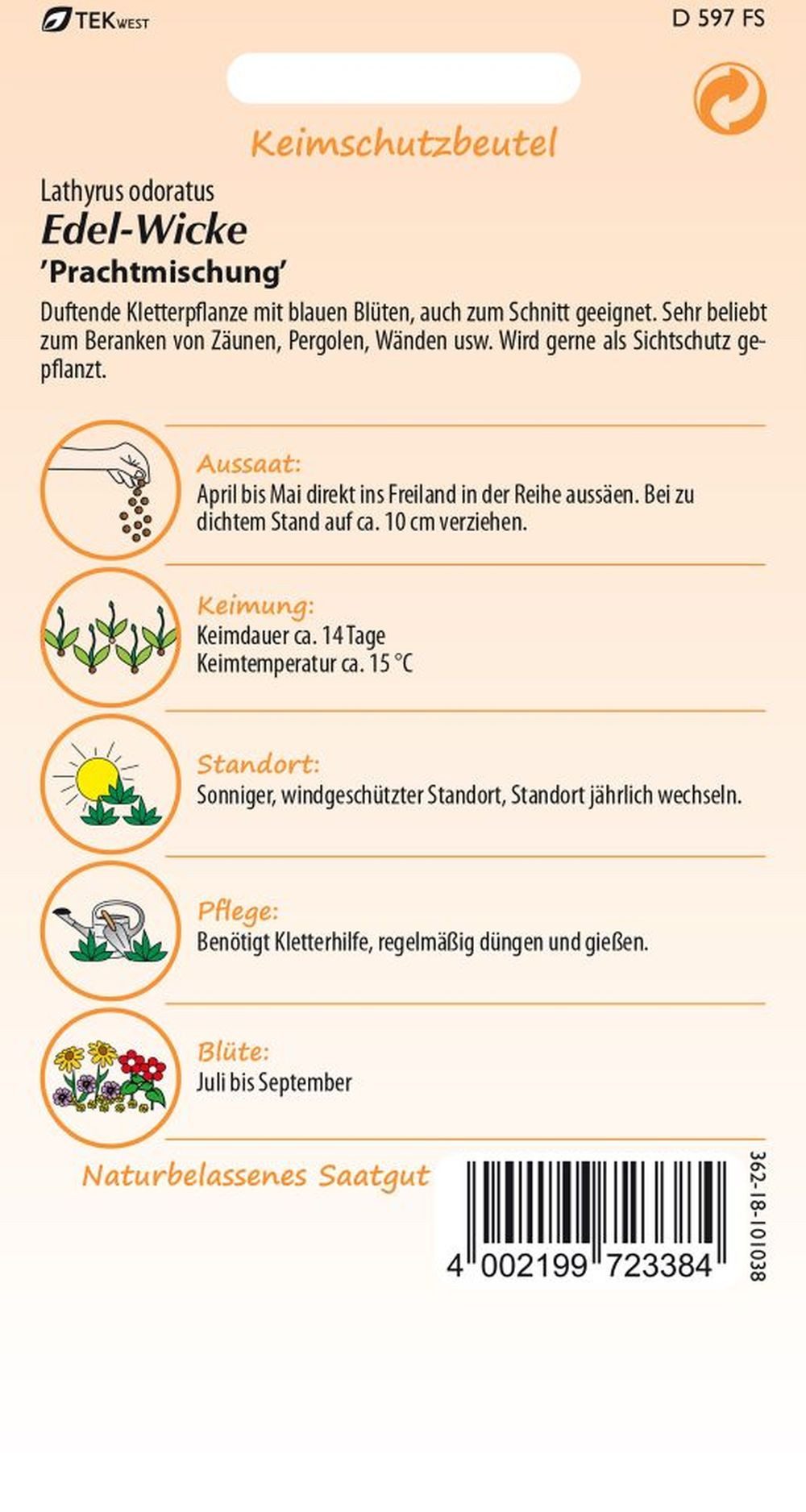 SAMEN PFANN Blumensamen Edel-Wicke, Prachtmischung - Saatgut Wicken-Samen S günstig online kaufen