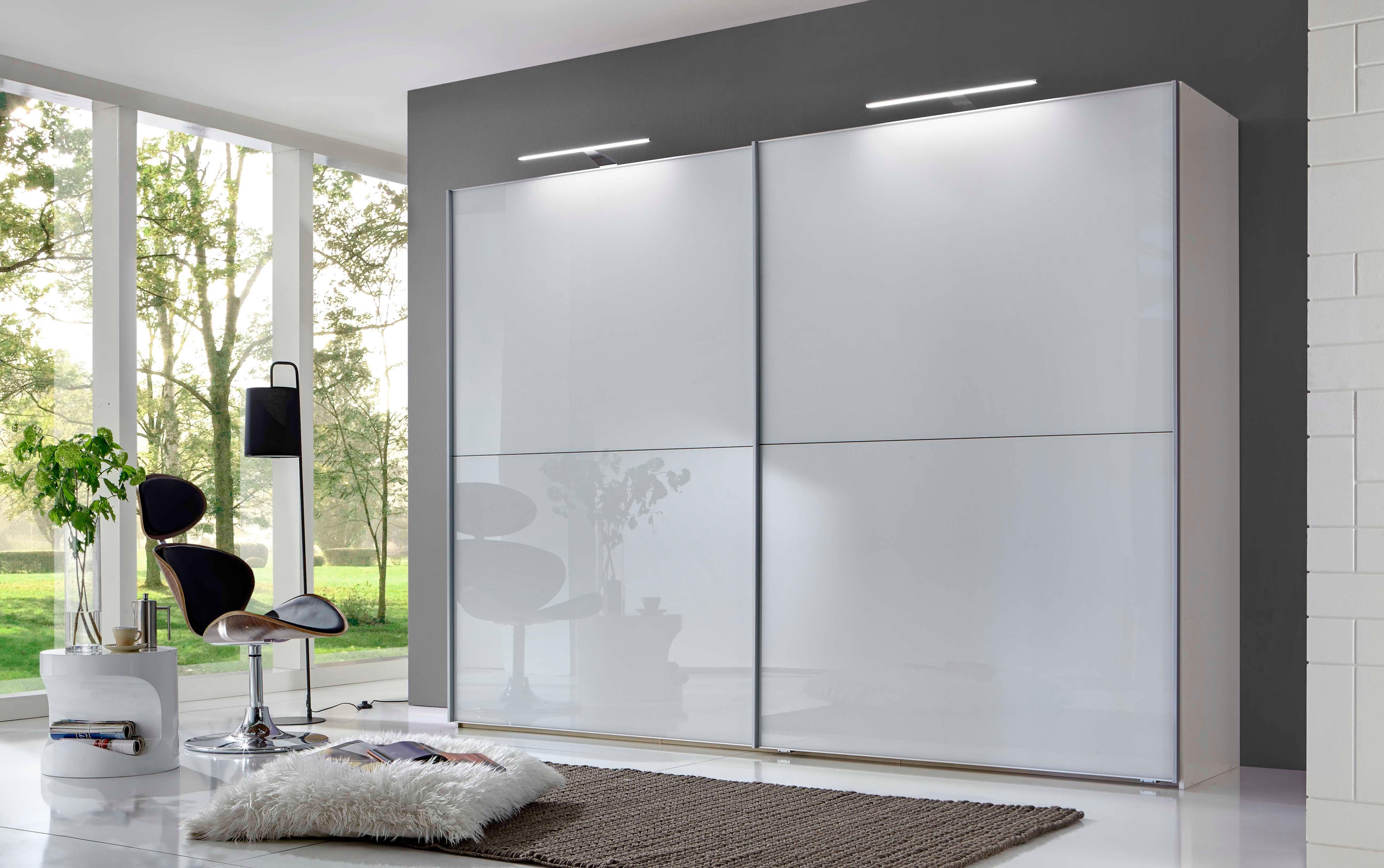 WIEMANN Schwebetürenschrank Orion, Kleiderschrank, Schrank, Wäscheschrank, mit Schiebetüren hochwertige Glasfront, variable Inneneinteilung, stilvolle Optik