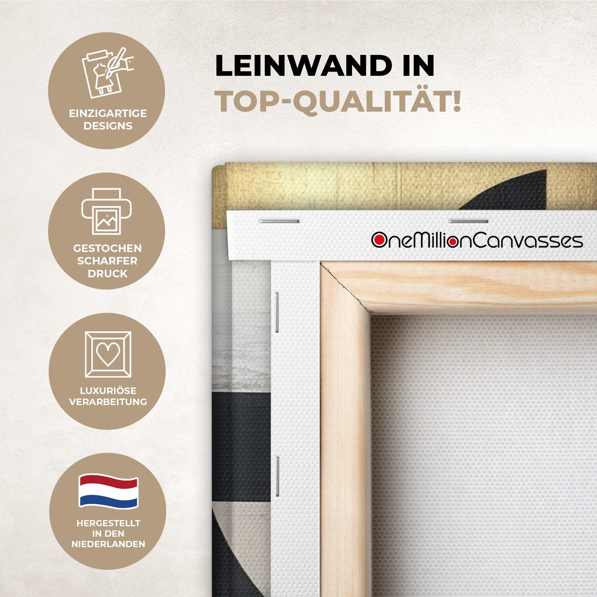 OneMillionCanvasses® Leinwandbild Panorama Abstrakt - Gold - Silber - Formen - Ästhetik, Fotodruck (1 St), Wandbild, Deko Schlafzimmer Wohnzimmer Flur 40x20 cm