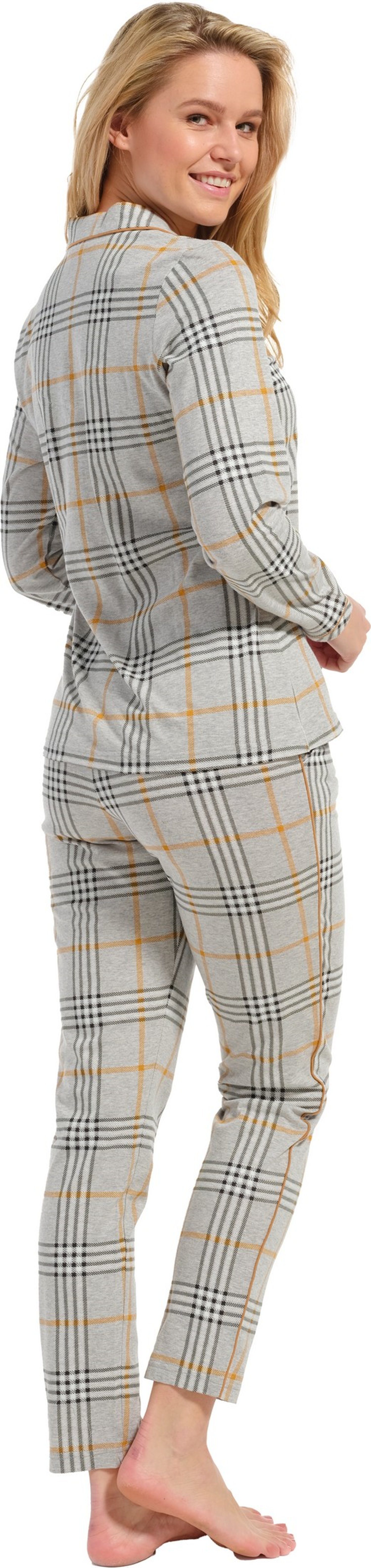 kariertes Pastunette Schlafanzug Modisches Arm langem Damen (2 tlg) mit Design Schlafanzug