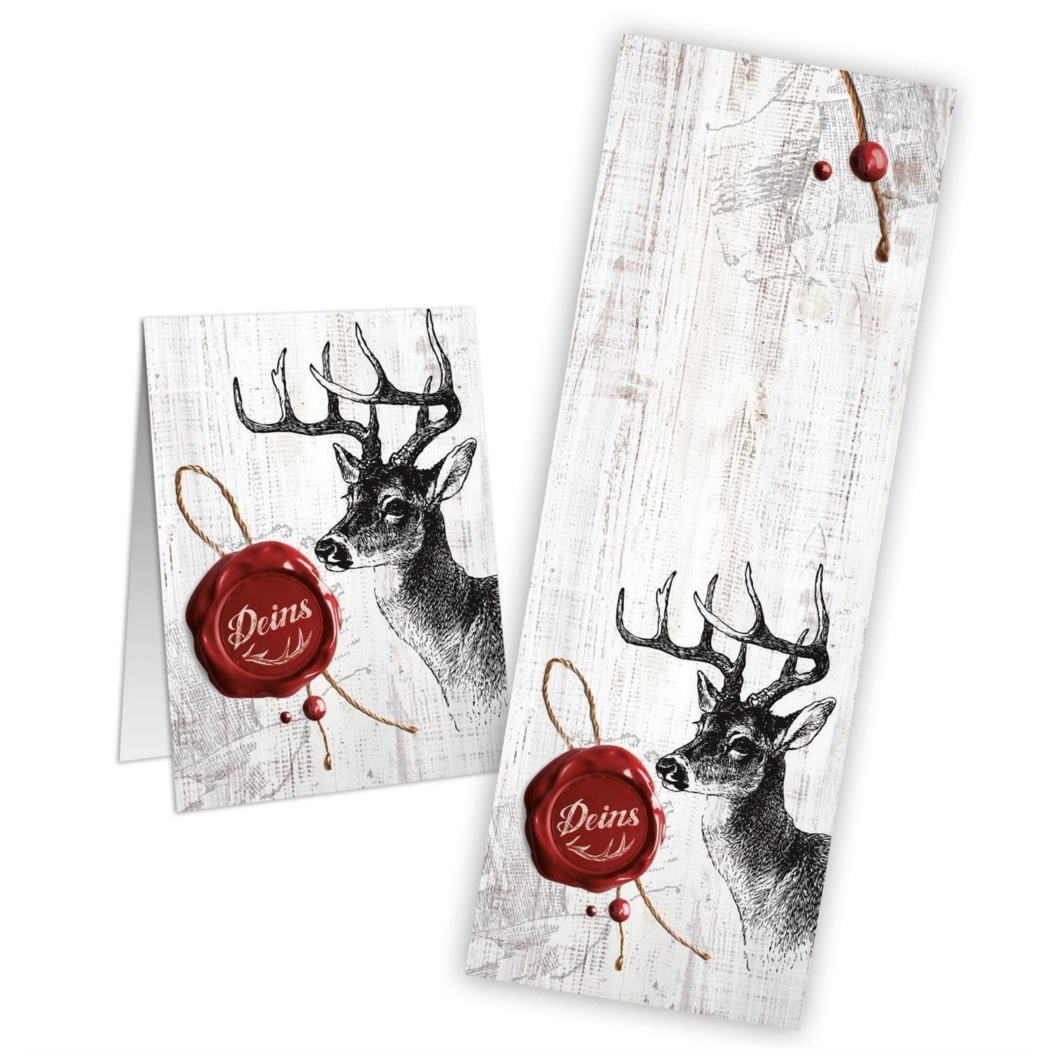 Logbuch-Verlag Aufkleber Hirsch Aufkleber "Deins" grau rot 5 x 14,8 cm 10 Stück