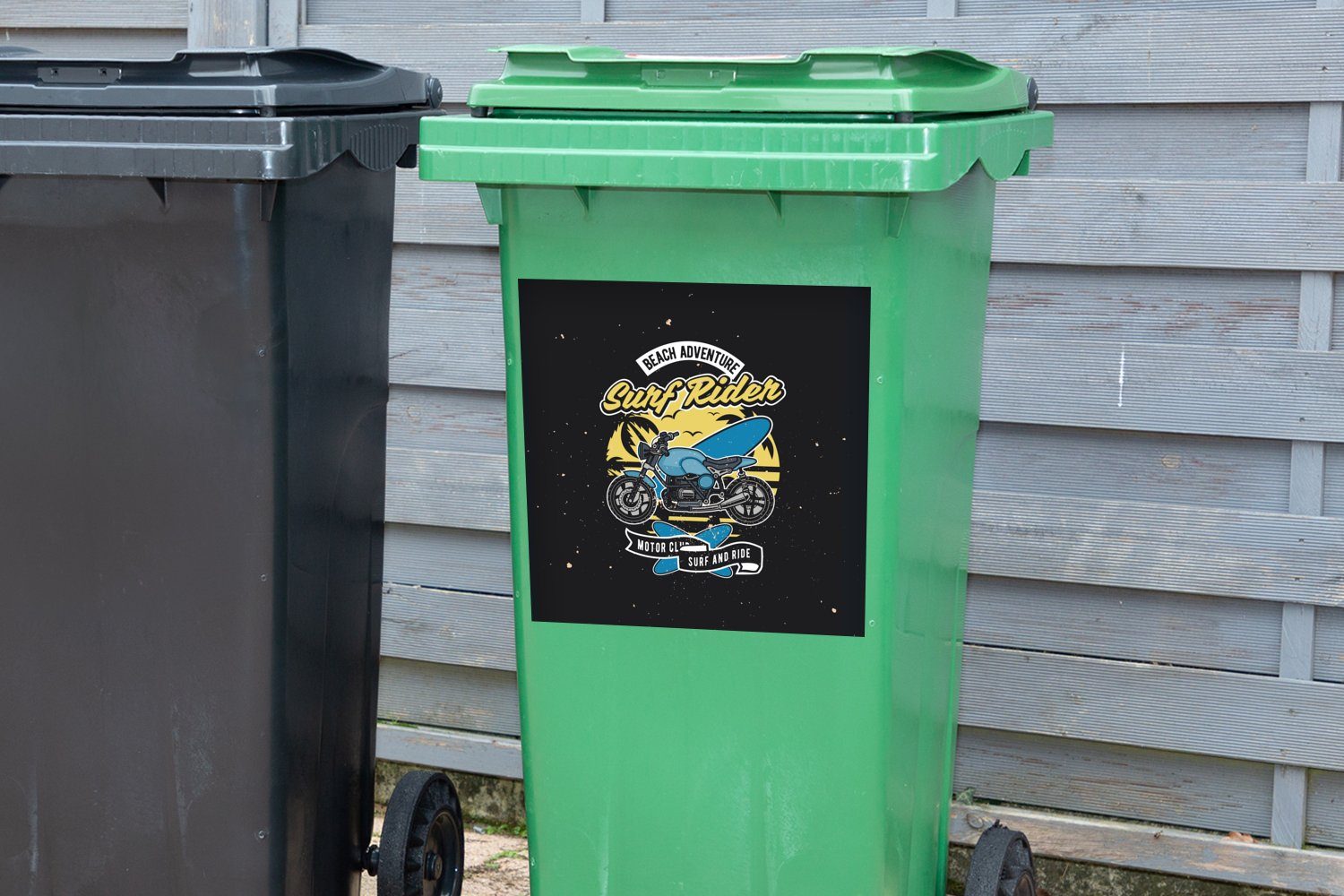 Vintage Mülleimer-aufkleber, (1 Motor Wandsticker Container, - Mülltonne, Strand Abfalbehälter - Sticker, St), MuchoWow