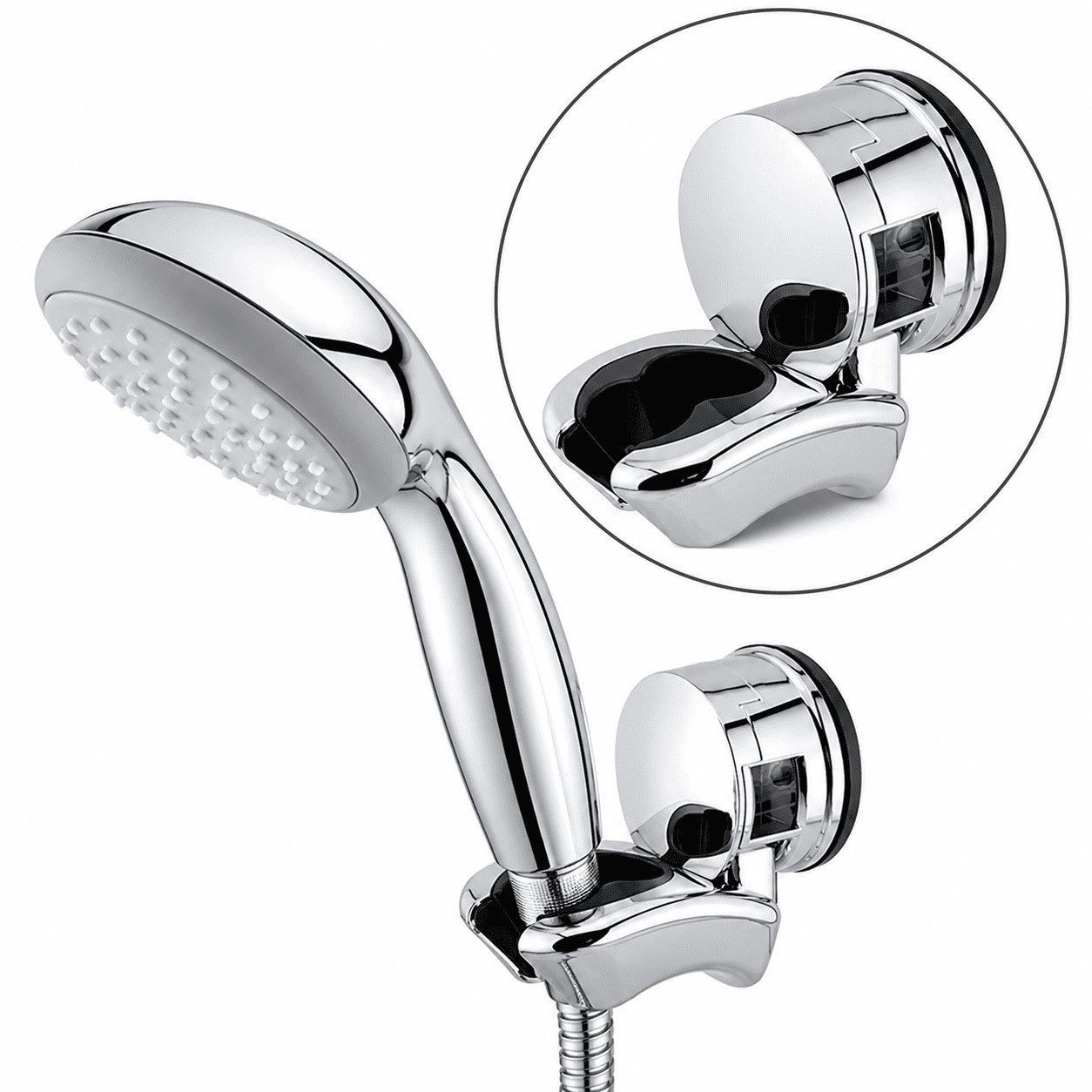 MidGard Brausegarnitur Duschkopfhalter m. Saugnapf ohne Bohren Brausehalter Brause Wandhalter