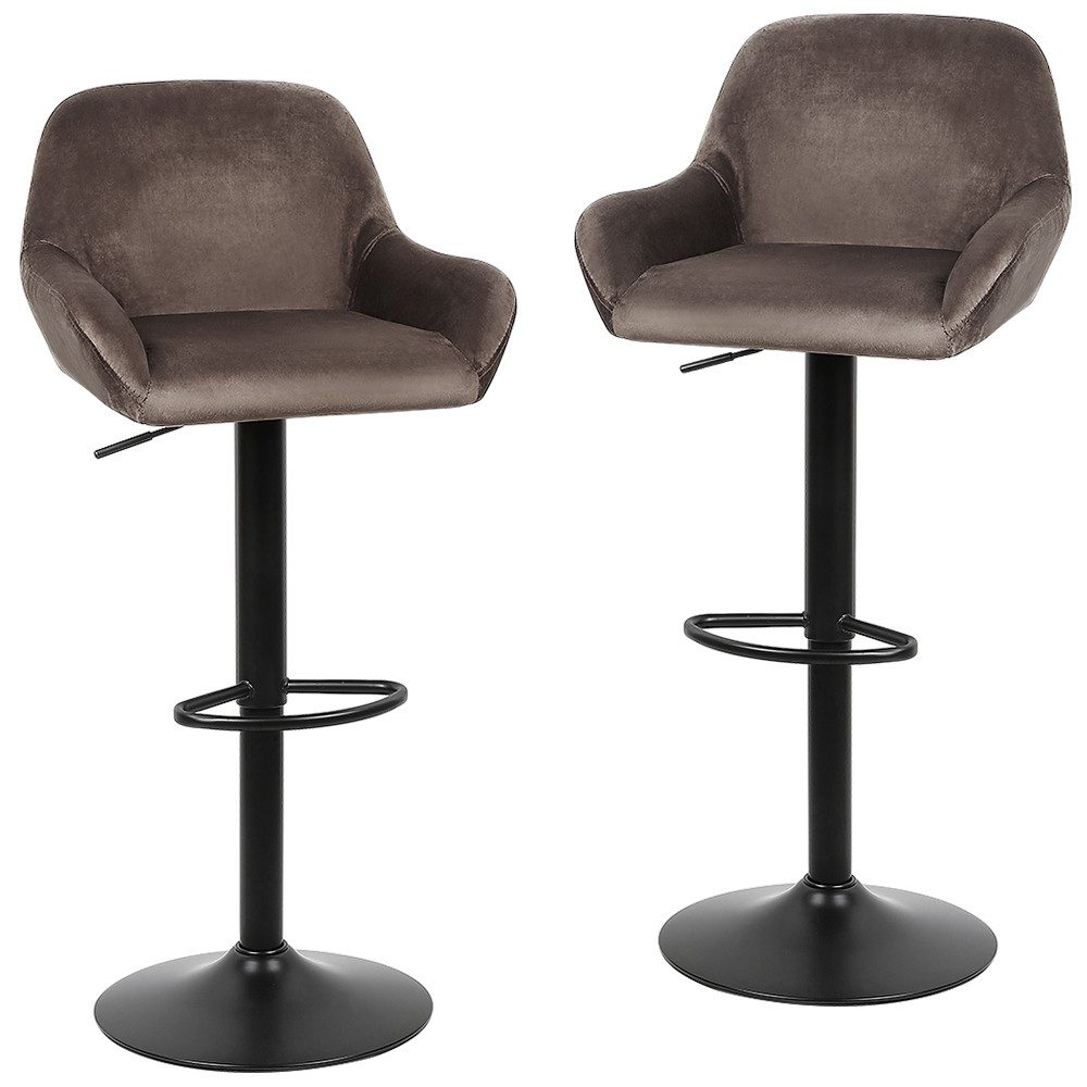 JEOBEST Barhocker Barstühle Samt Barstuhl Designer Hocker mit Rückenlehne (2er Set), mit Fußstütze, Barstuhl höhenverstellbar drehbar – Bild 3 von 5