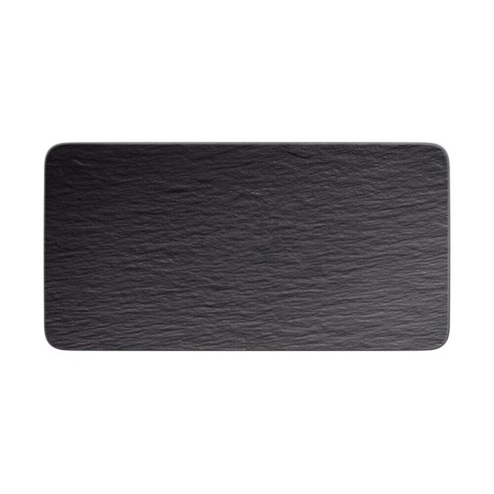 Villeroy & Boch Servierplatte Servierplatte 35x18 cm Manufacture Rock, Premium Porcelain, (1-tlg), Servierplatte, 35,00cm, Premium Porcelain, schwarz
